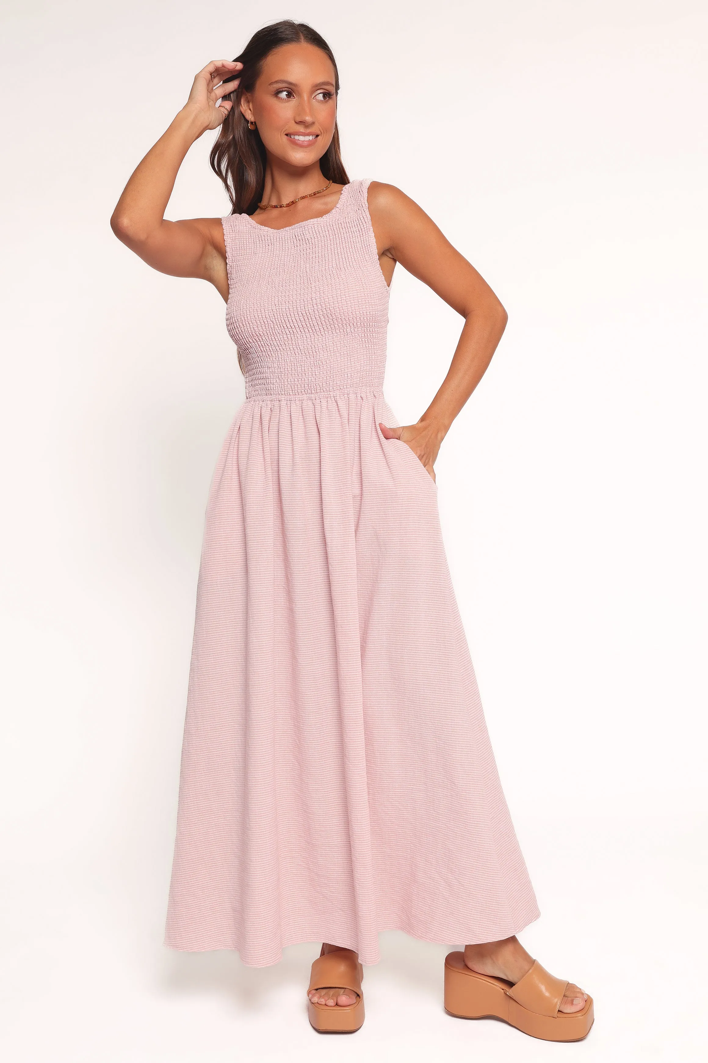 Lillie Maxi Dress - Pale Pink Chilly Weather Comfort