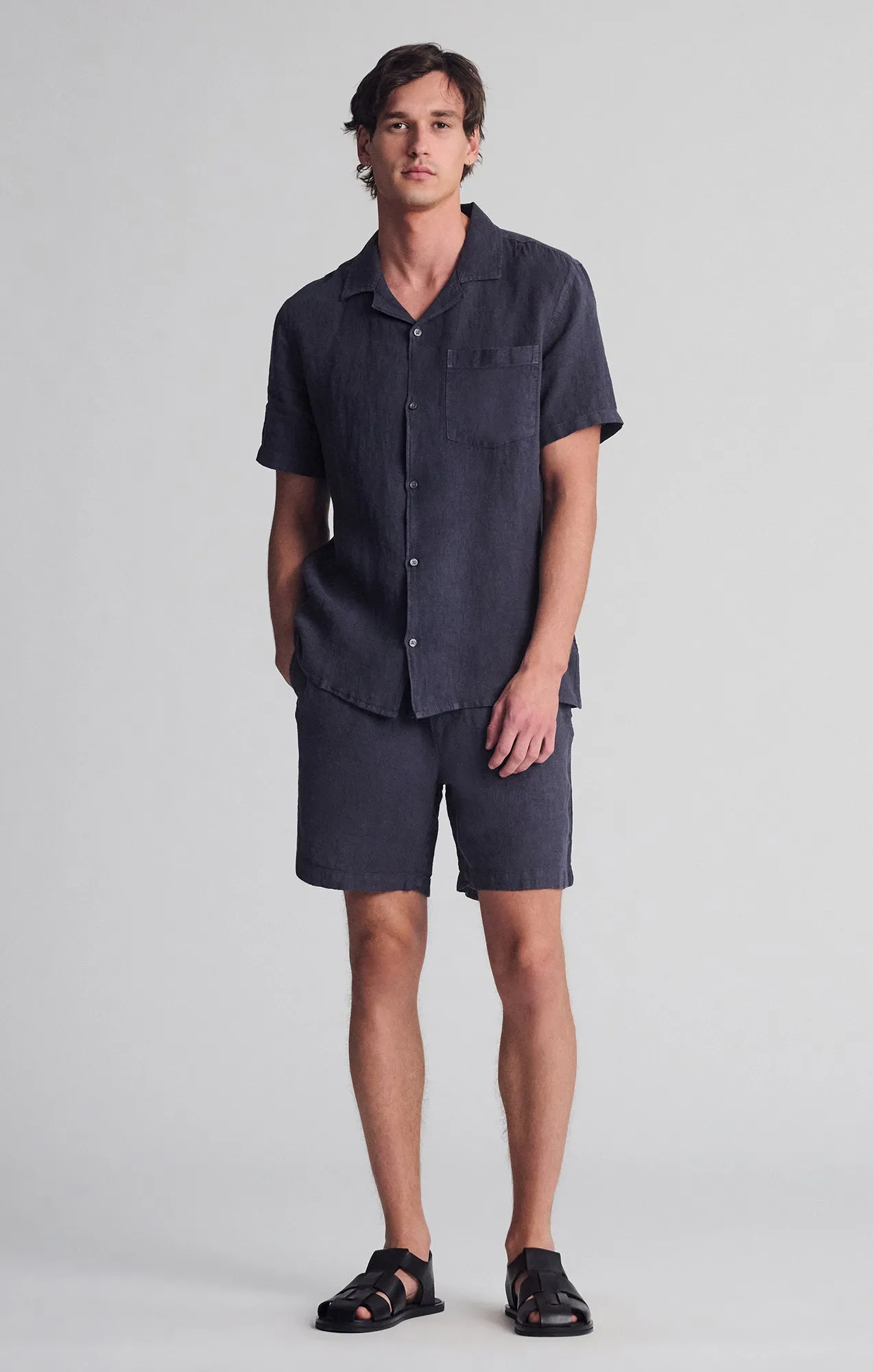 LINEN SHORT SLEEVE SHIRT IN PERISCOPE Chill Fit Sweat-Absorbing