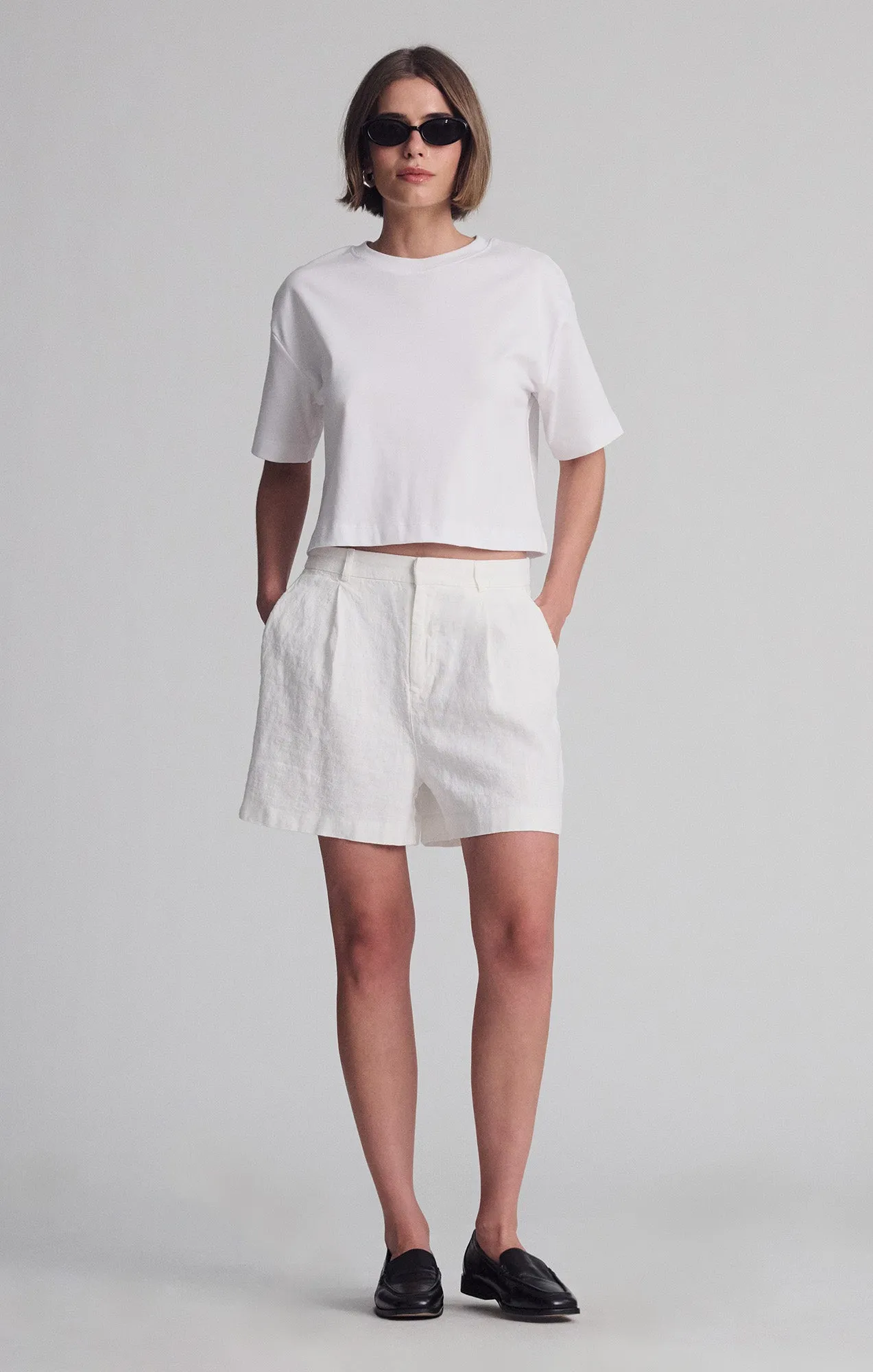 LINEN SHORTS IN ANTIQUE WHITE shorts set Quick Move