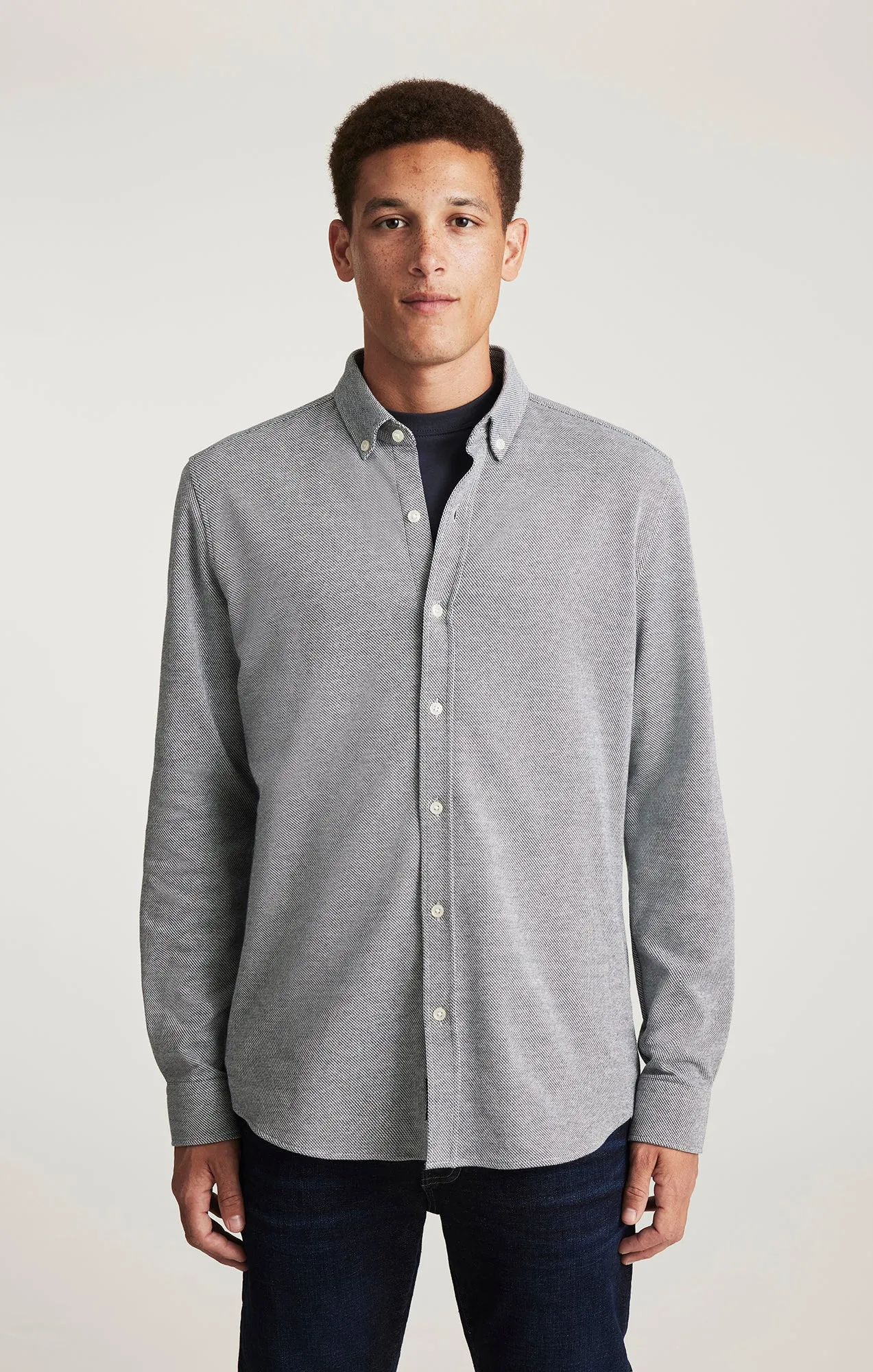 Classic Fit Street Wear LONG SLEEVE BUTTON-DOWN SHIRT IN TOTAL ECLIPSE