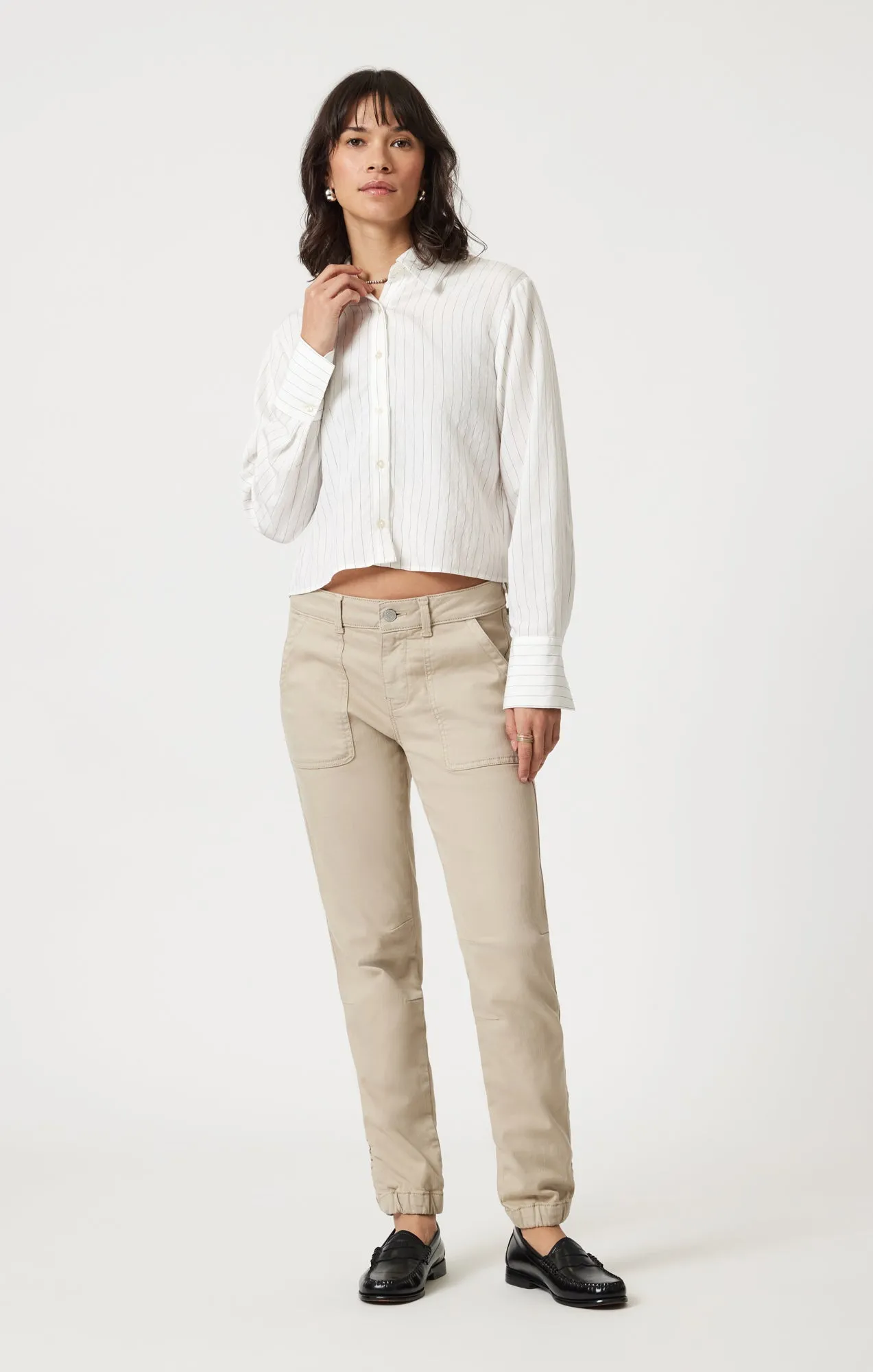 Premium Quality LONG SLEEVE BUTTON-UP SHIRT IN BLACK PIN STRIPE