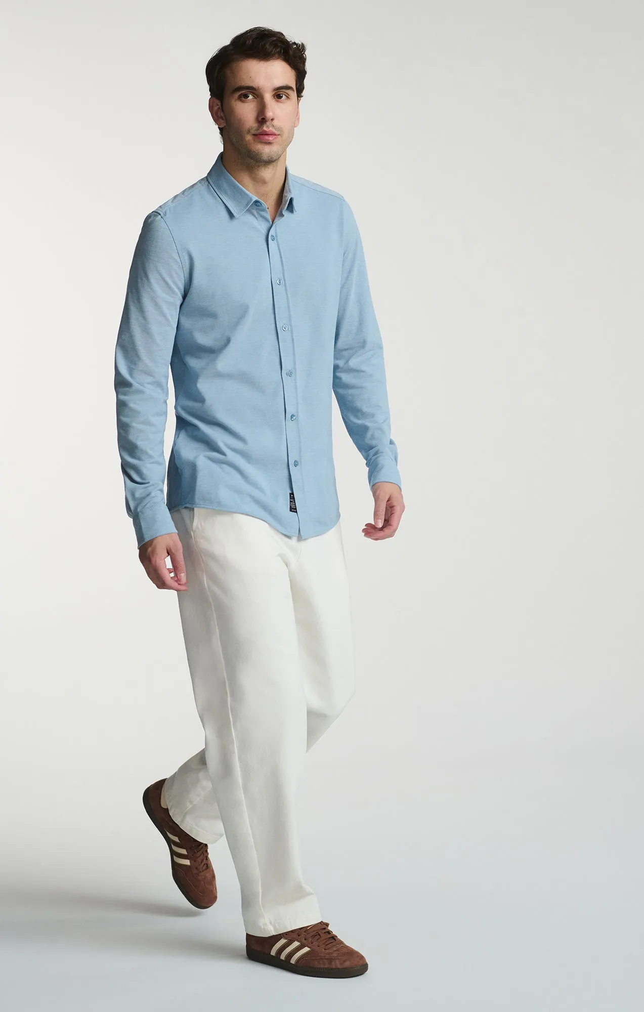 Fashionable Pick LONG SLEEVE BUTTON-UP SHIRT IN BLUE SHADOW