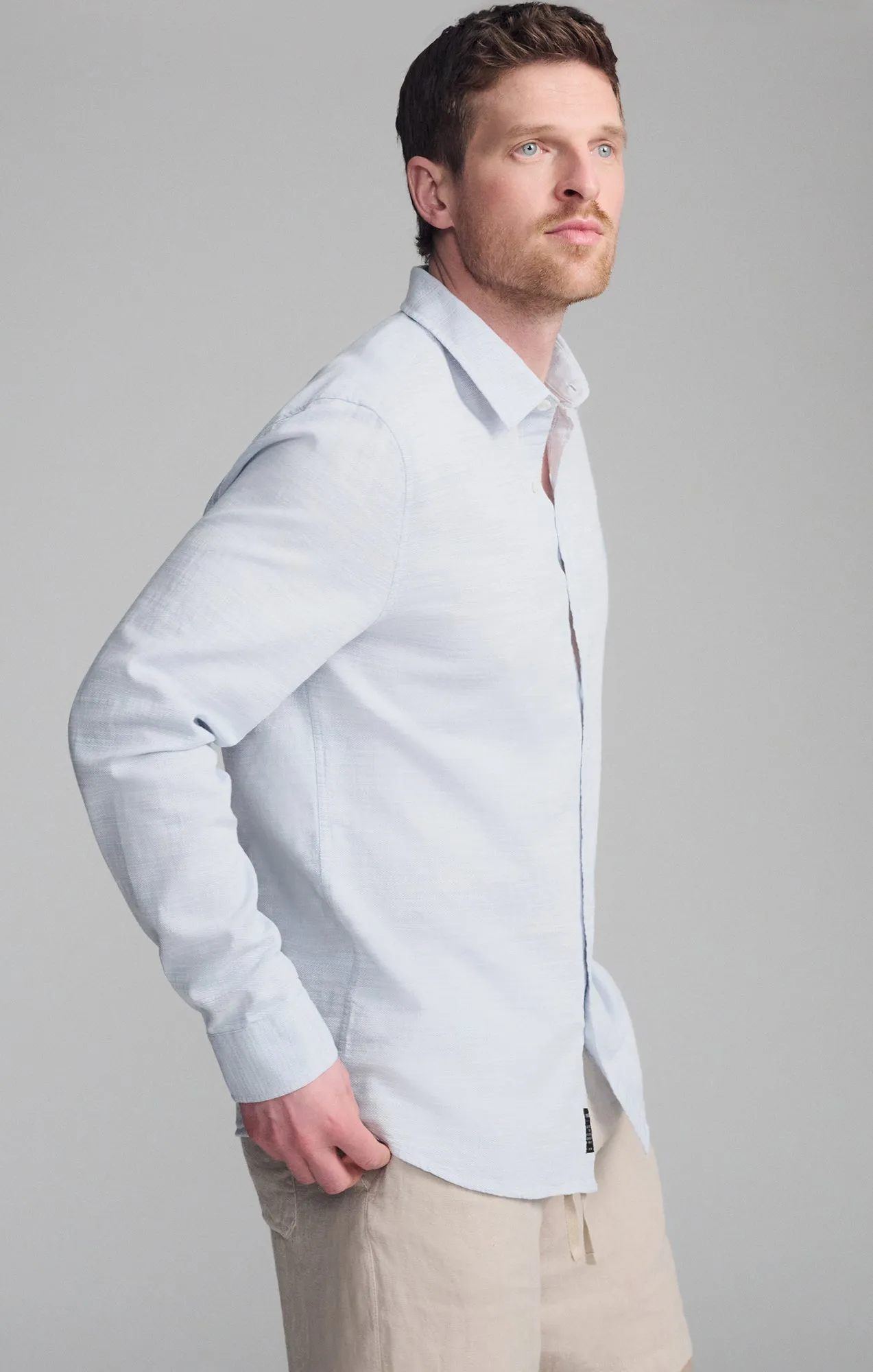 LONG SLEEVE BUTTON-UP SHIRT IN BLUE YONDER Weekend Vibes Casual Sophistication