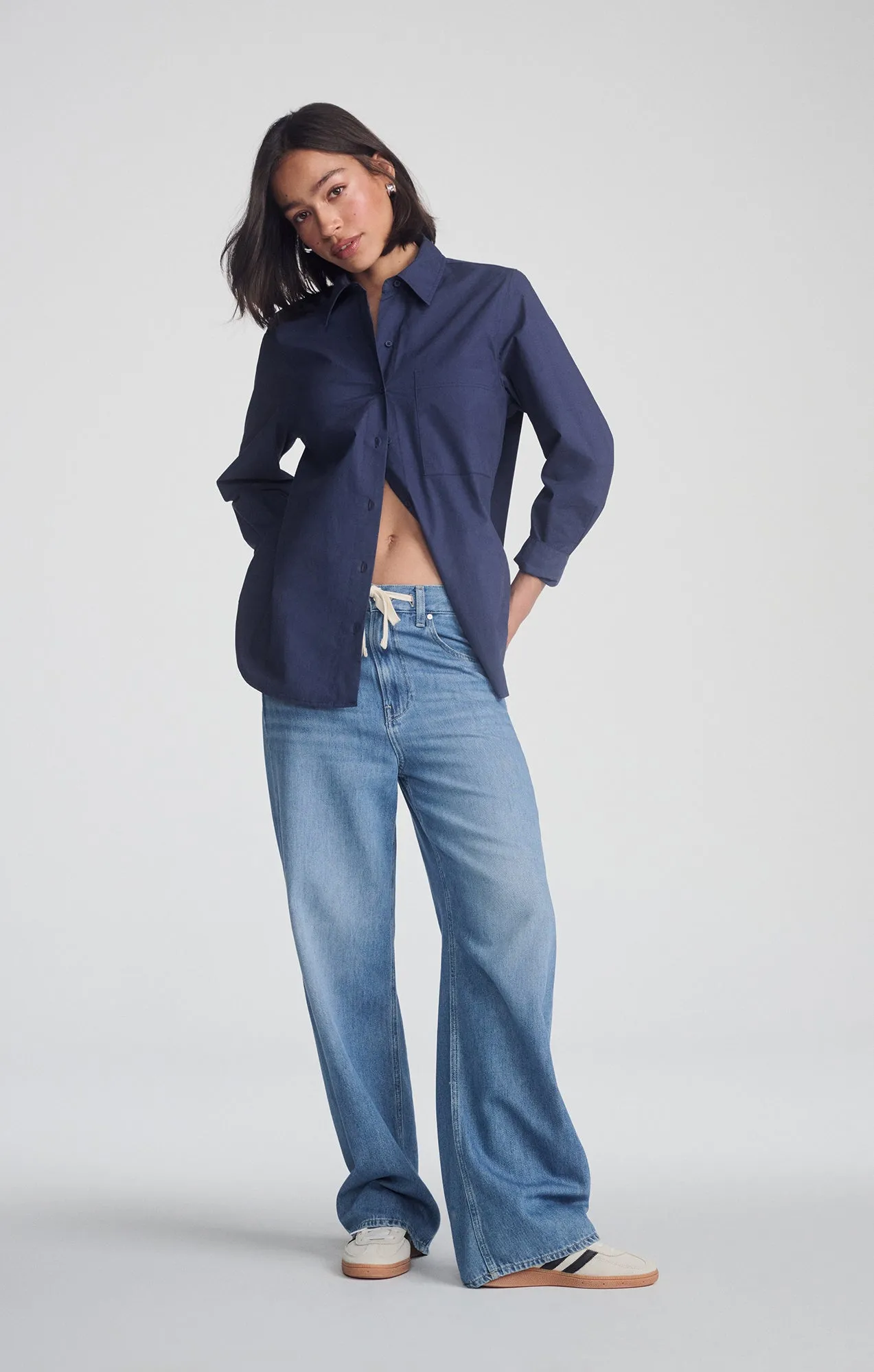 LONG SLEEVE BUTTON-UP SHIRT IN NAVAL ACADEMY Light Comfort