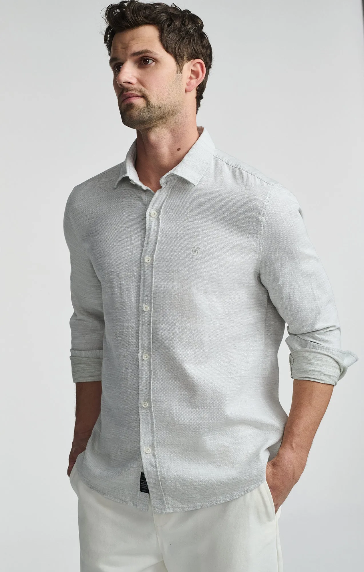 Graduation Ceremony LONG SLEEVE BUTTON-UP SHIRT IN OIL GREEN