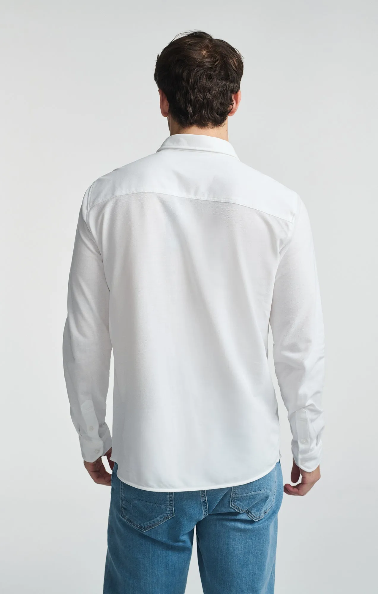 LONG SLEEVE BUTTON-UP SHIRT IN WHITE Budget Friendly