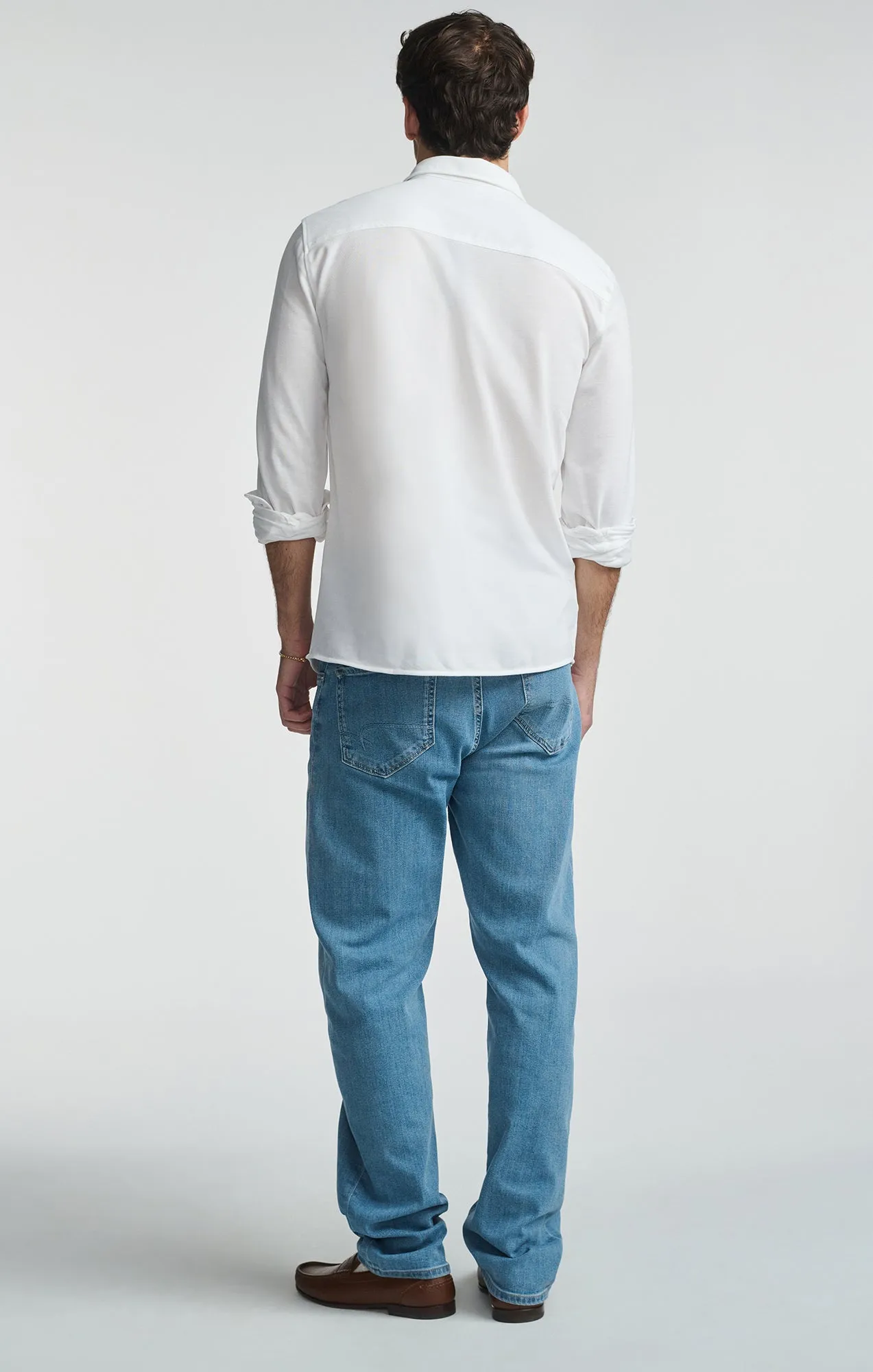 LONG SLEEVE BUTTON-UP SHIRT IN WHITE Wedding guest