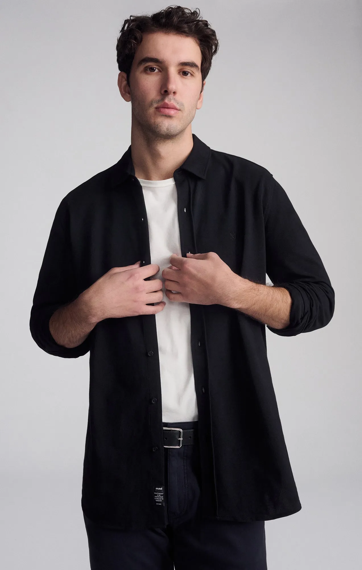 Work From Home LONG SLEEVE DRESS SHIRT IN BLACK