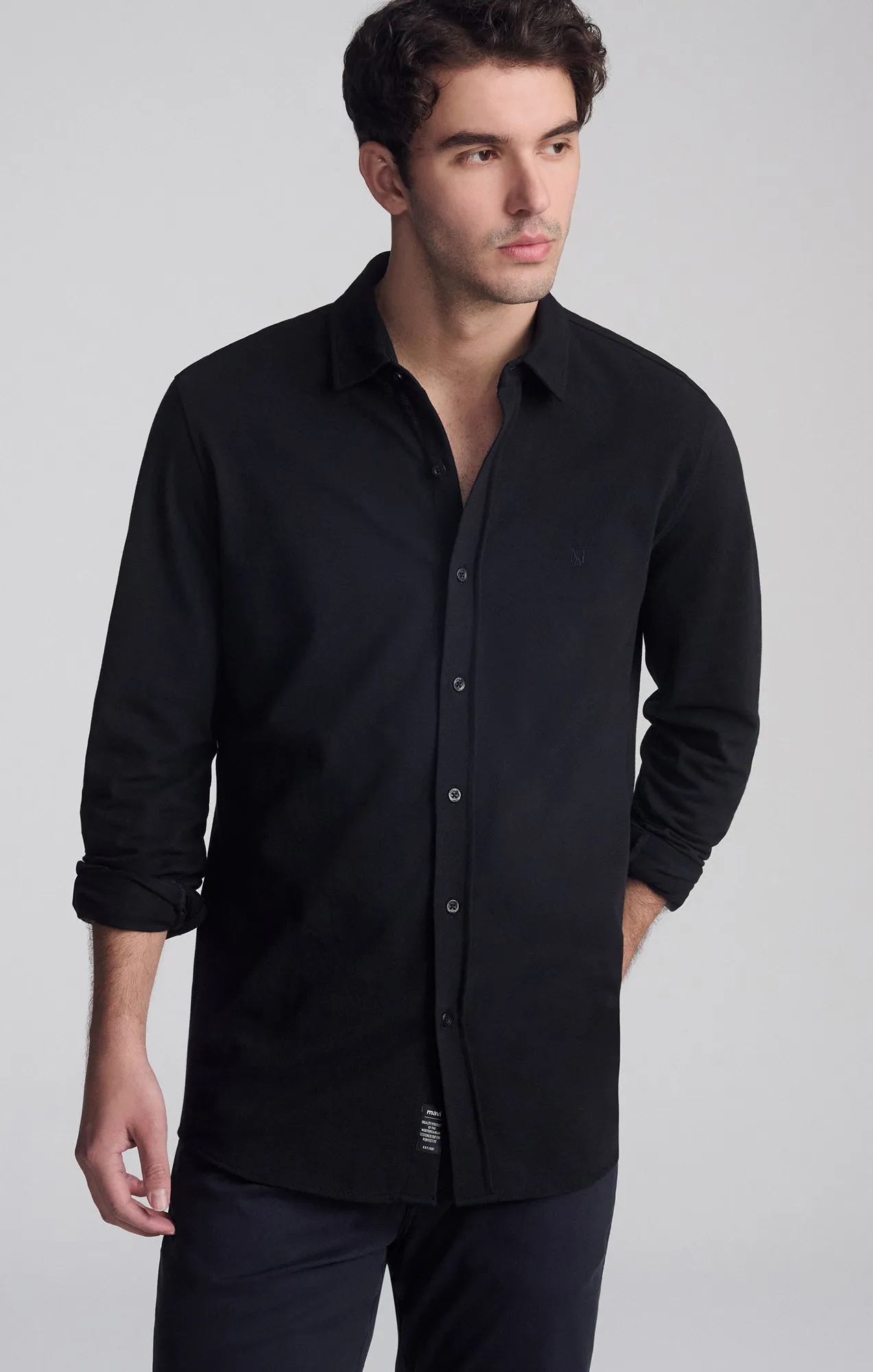 Cooling Core Technology LONG SLEEVE DRESS SHIRT IN BLACK