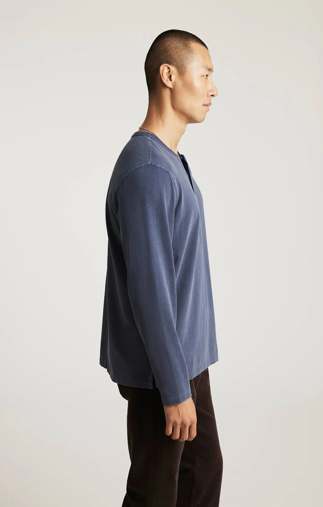 LONG SLEEVE HENLEY T-SHIRT IN OUTER SPACE Weekend Wardrobe Odor-resistant