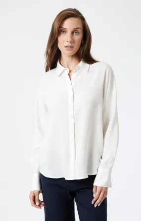 LONG SLEEVE TENCEL SHIRT IN ANTIQUE WHITE Distressed finish Lightweight Fabric