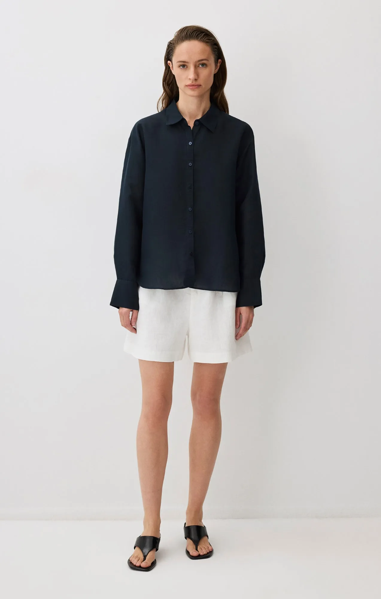 LONG SLEEVE TENCEL? SHIRT IN BLACK IRIS Job Interview Vibrant Hue