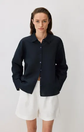 LONG SLEEVE TENCEL? SHIRT IN BLACK IRIS Sophisticated Style