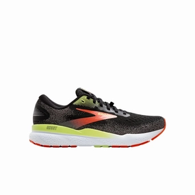 Brooks Men's Ghost 16 GTX Road Running Shoes - Black/Mandarin Red/Green Bonded Seam Construction