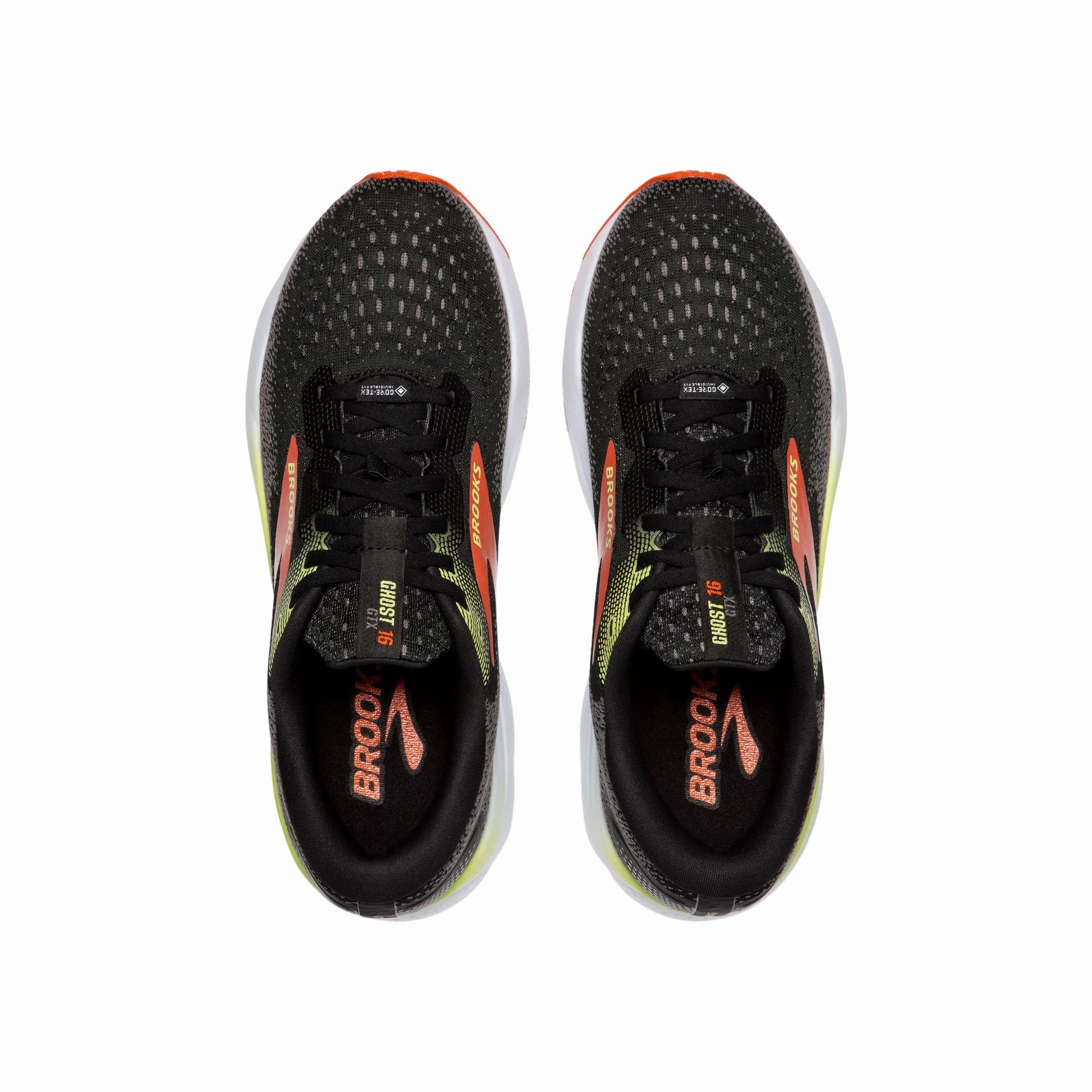 Quick Adaptation Slip Choice Brooks Men's Ghost 16 GTX Road Running Shoes - Black/Mandarin Red/Green