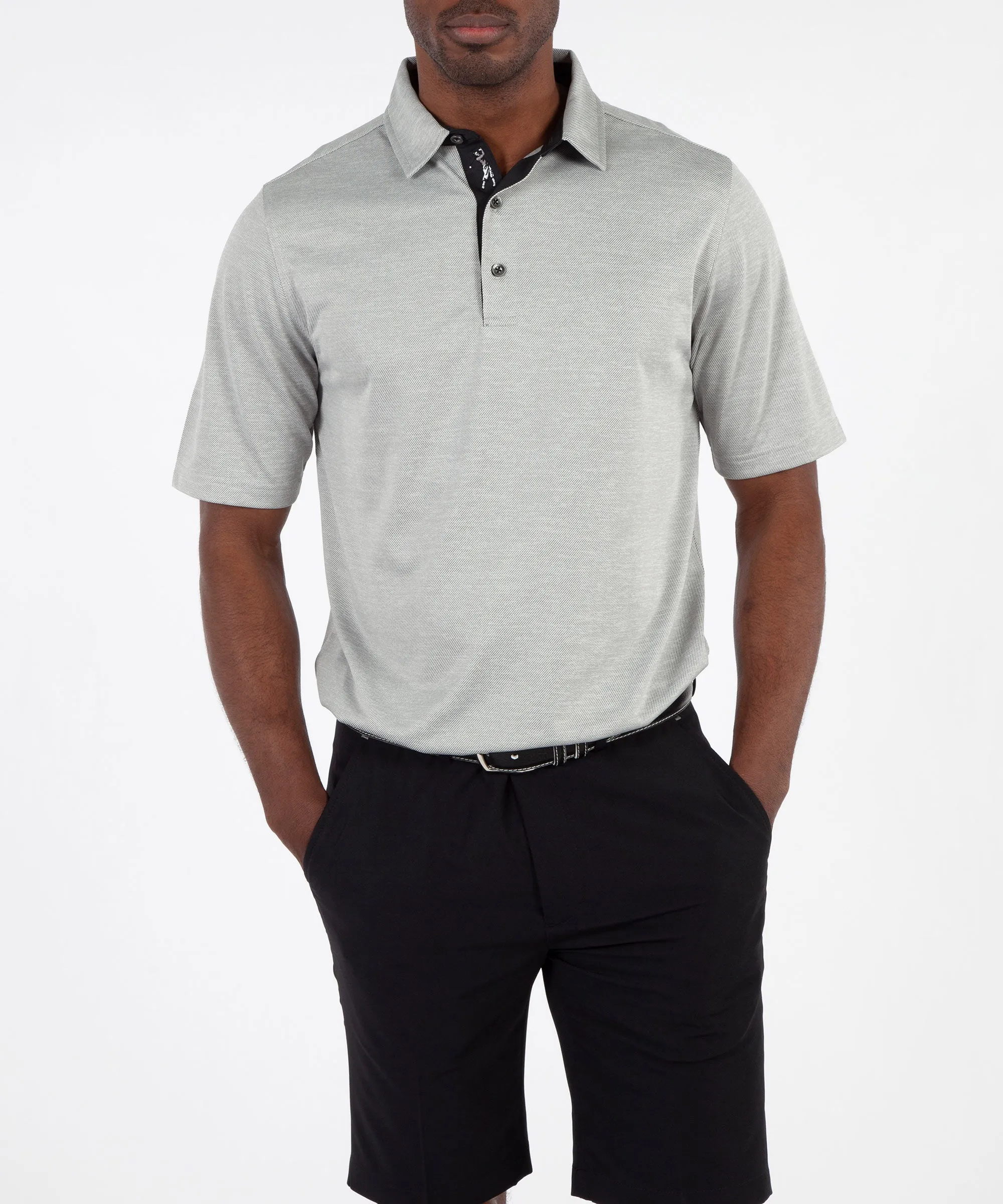 Lightweight Style DoubleLayered Hem Binding Performance Twill Jacquard Short Sleeve Polo Shirt