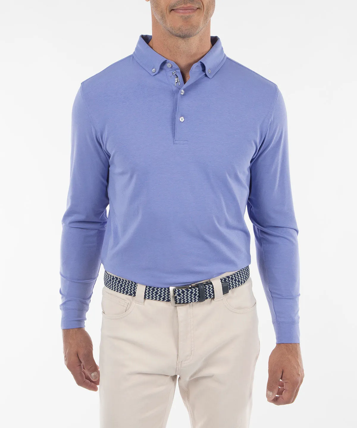 Hygroscopic Threads Classic Collar Signature Liquid Cotton Button-Down Collar Long-Sleeve Polo