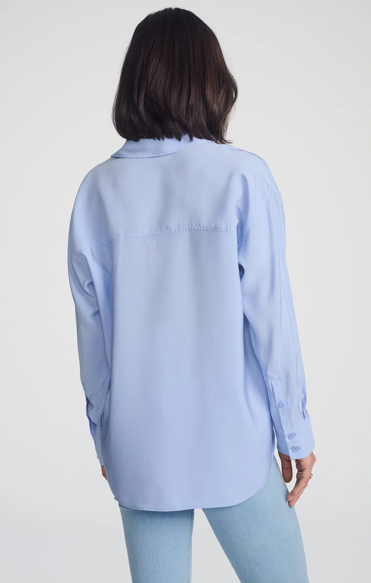 LUXE TOUCH BUTTON-UP SHIRT IN LAVENDER LUSTRE Tear Resistant Reinforcement