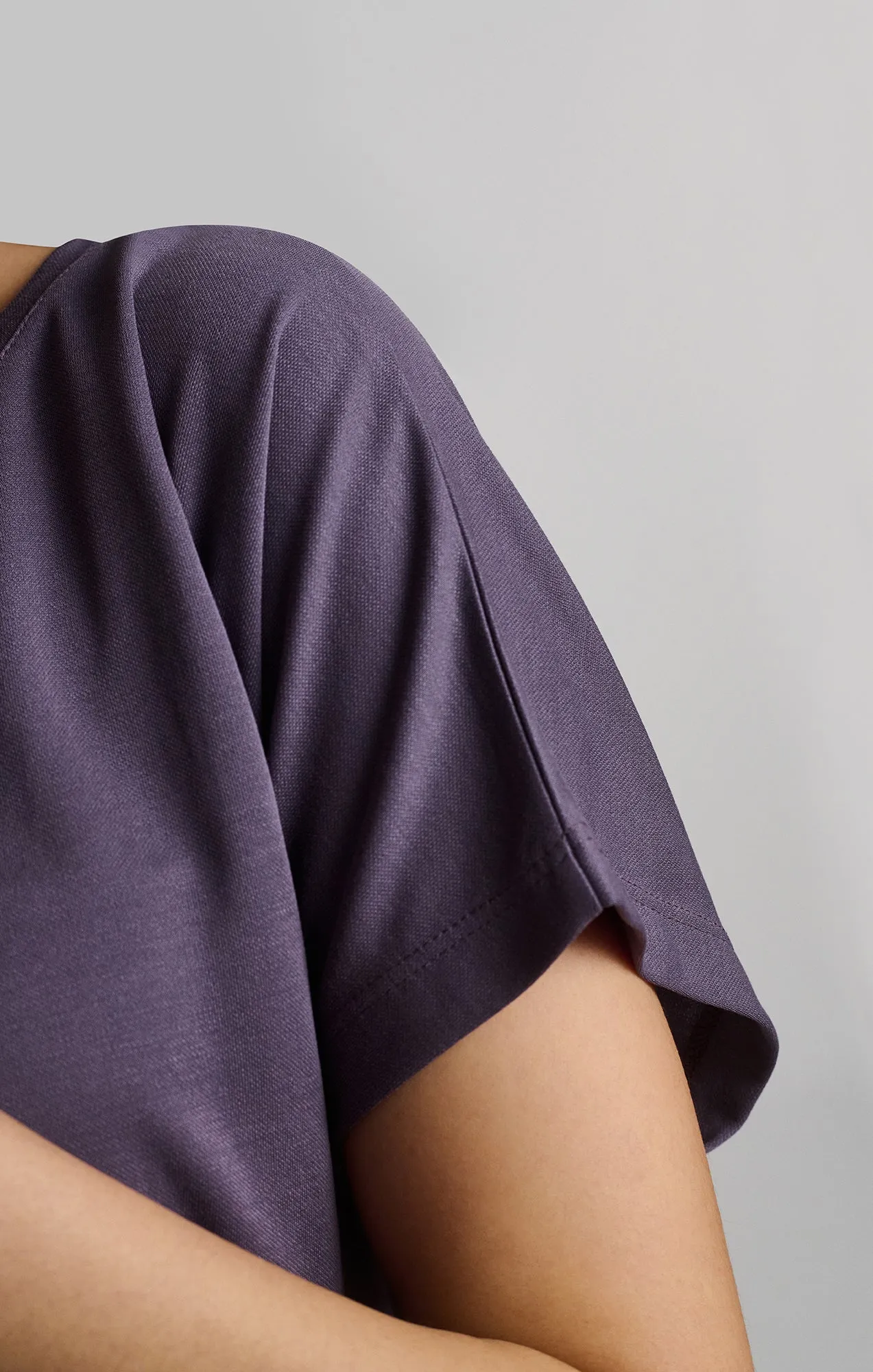 Crew Neck Design Easy-Going Style LUXE TOUCH TENCEL? BOAT NECK T-SHIRT IN CADET