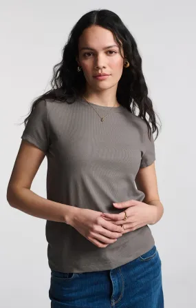 LUXE TOUCH TENCEL? RIBBED T-SHIRT IN DARK GULL GRAY Flexible Waist
