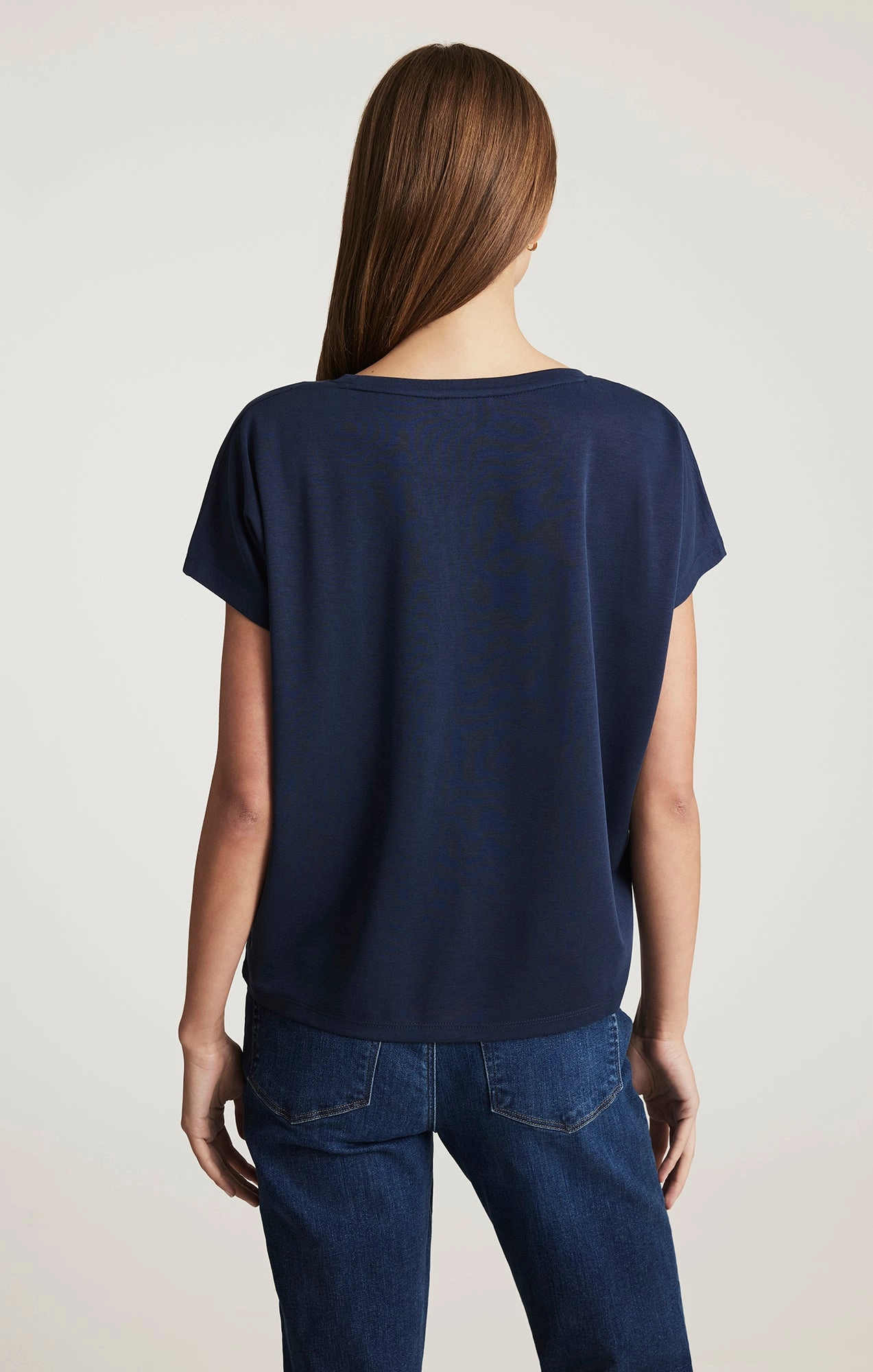 Comfy Comfort Rayon blend LUXE TOUCH TENCEL? BOAT NECK T-SHIRT IN MOOD INDIGO