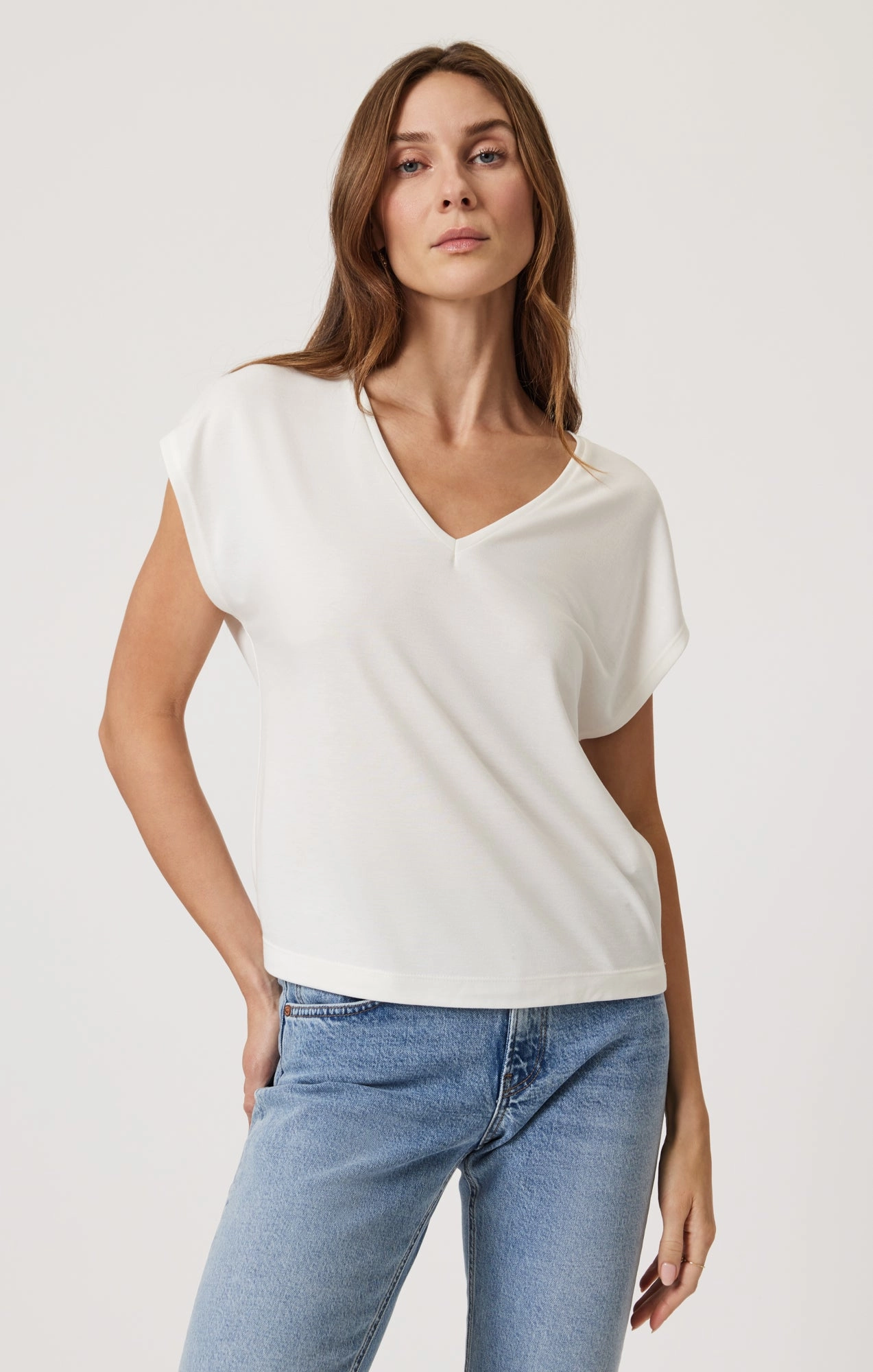 Classic and Comfy LUXE TOUCH TENCEL? V-NECK T-SHIRT IN ANTIQUE