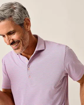 Performance Mesh Polo - Stetson Stripe in Azalea EasyCare Textile Weekend Wear