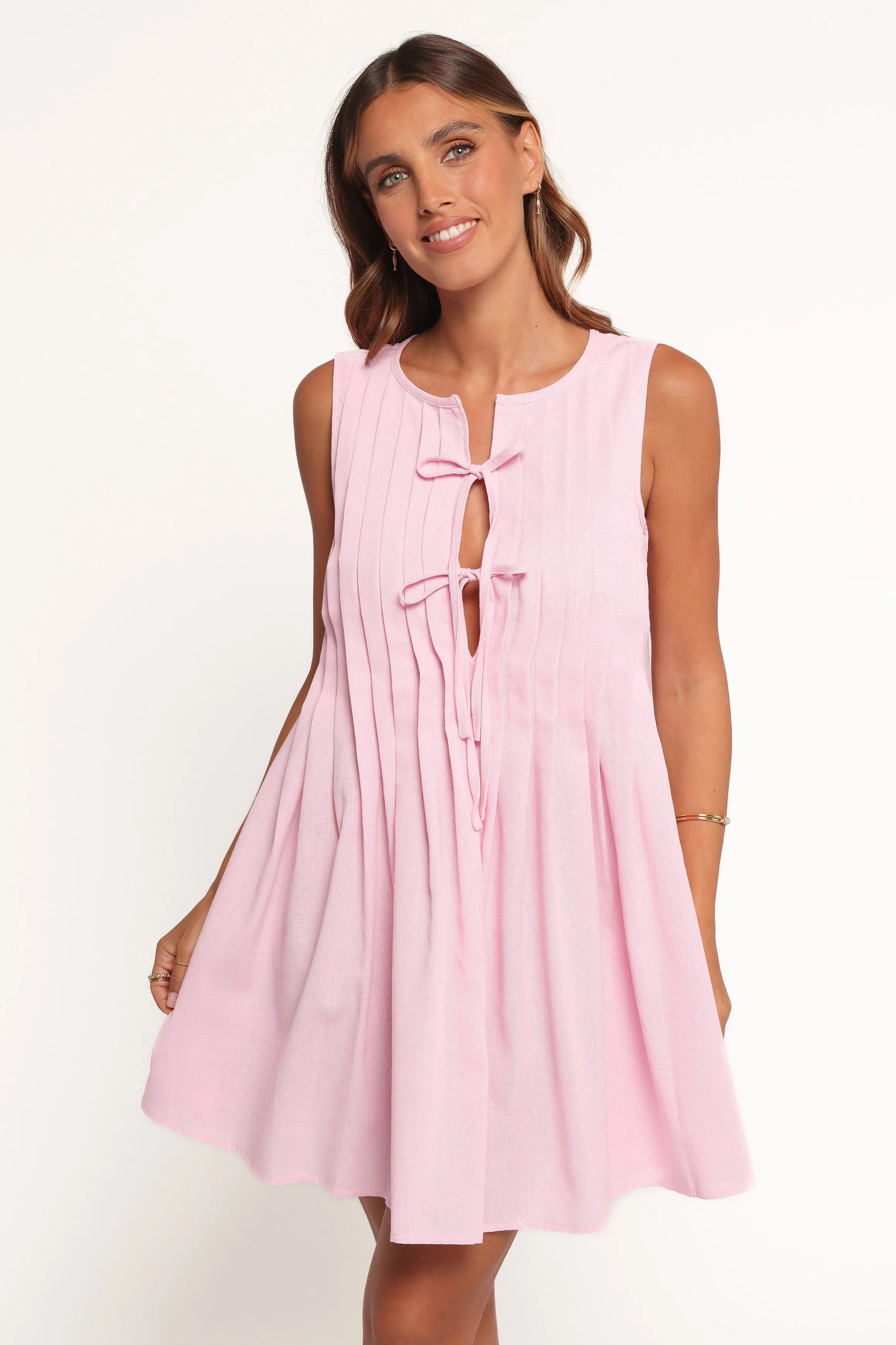 Madeline Mini Dress - Pale Pink Snag-Resistant Quilted-Lining