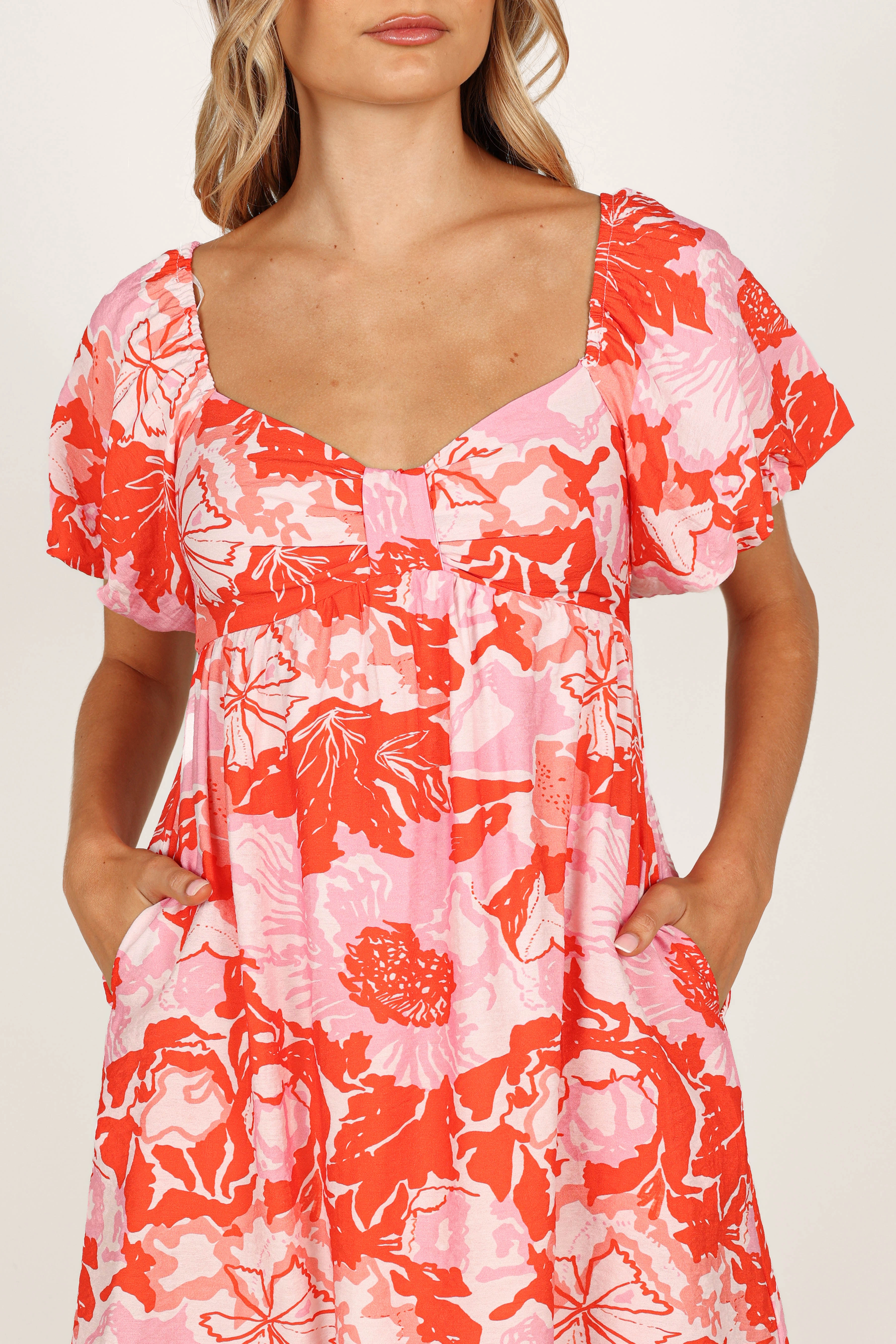 Rose Flush Maggie Mini Dress - Pink/Red Floral