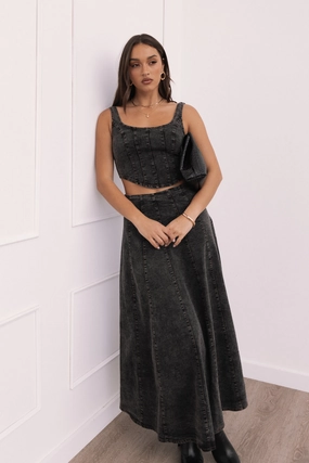 Seasonal Layering Mara Midi Skirt - Black