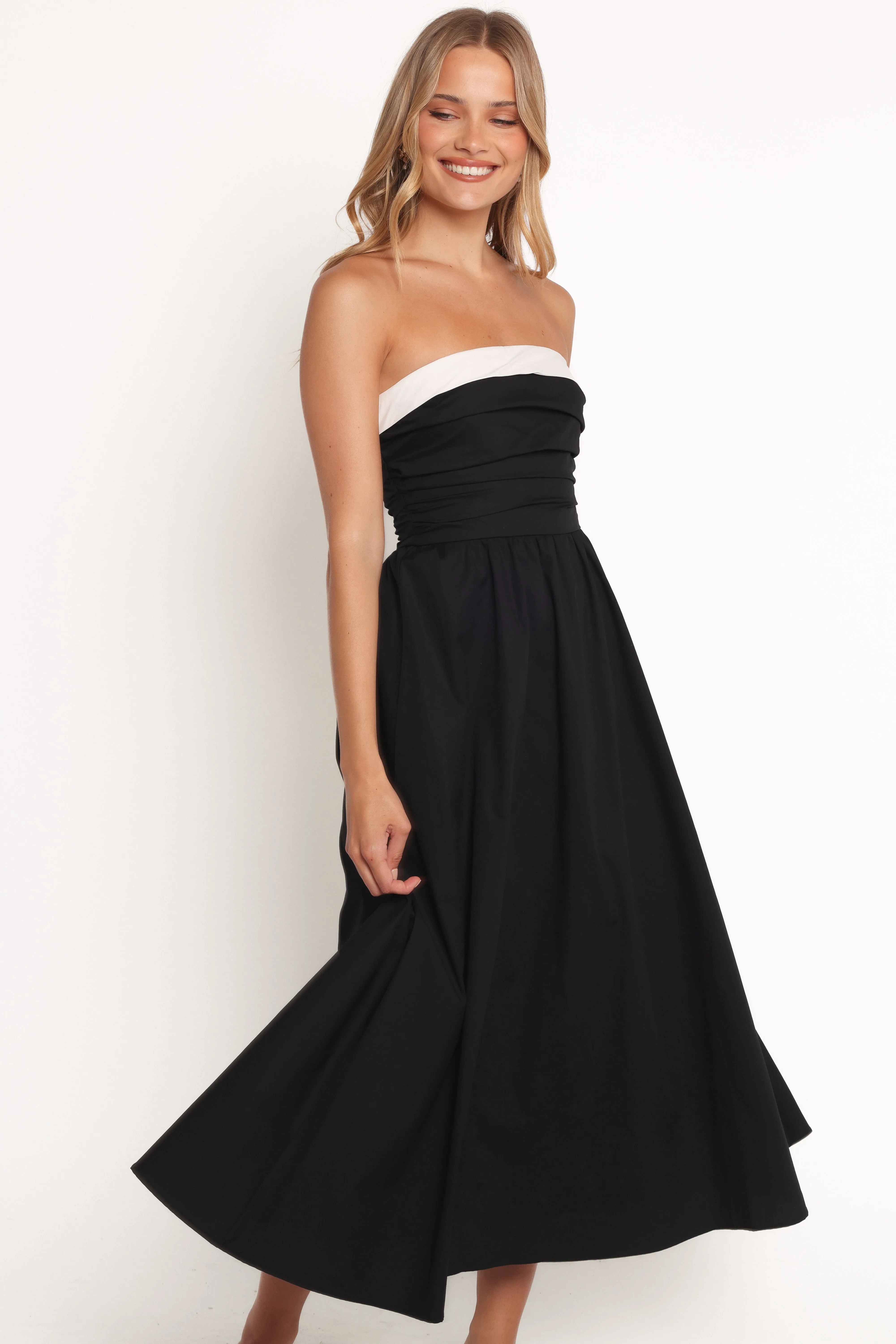 Marais Strapless Midi Dress - Black Bride Side