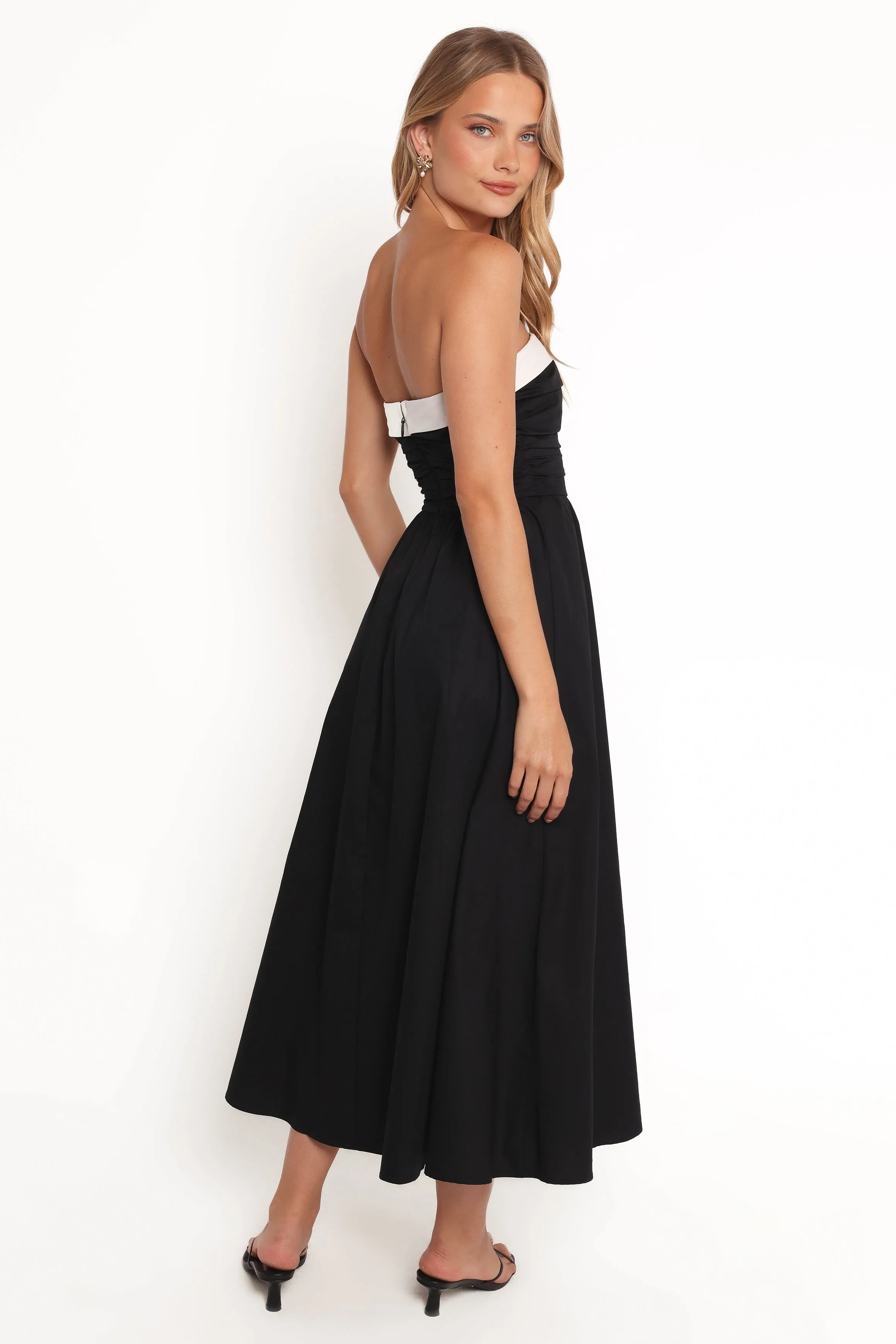 Matte Look Marais Strapless Midi Dress - Black