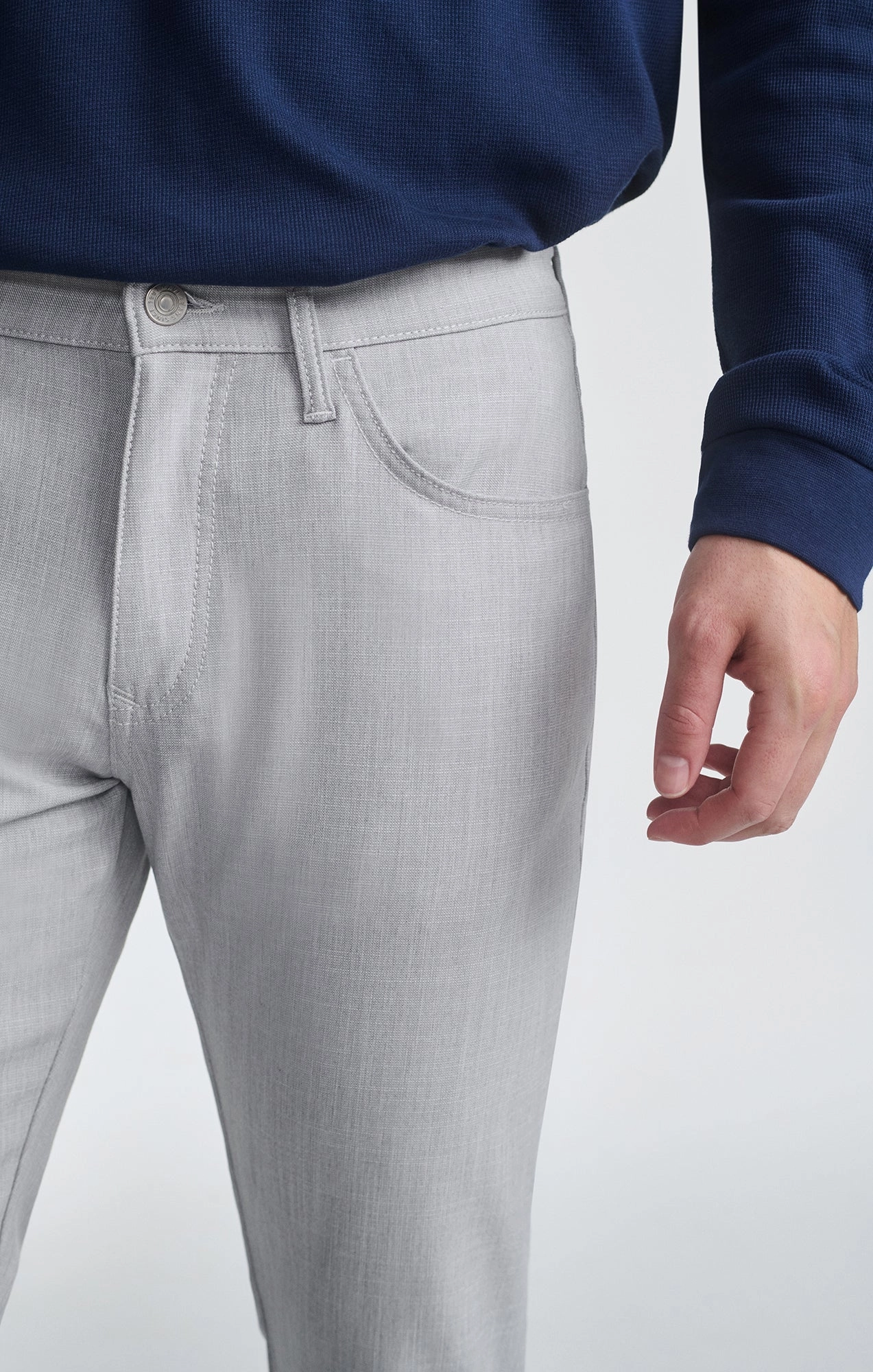 Heat Dissipating Fashionable Fit MARCUS SLIM STRAIGHT LEG IN BONE CROSS HATCH TWILL