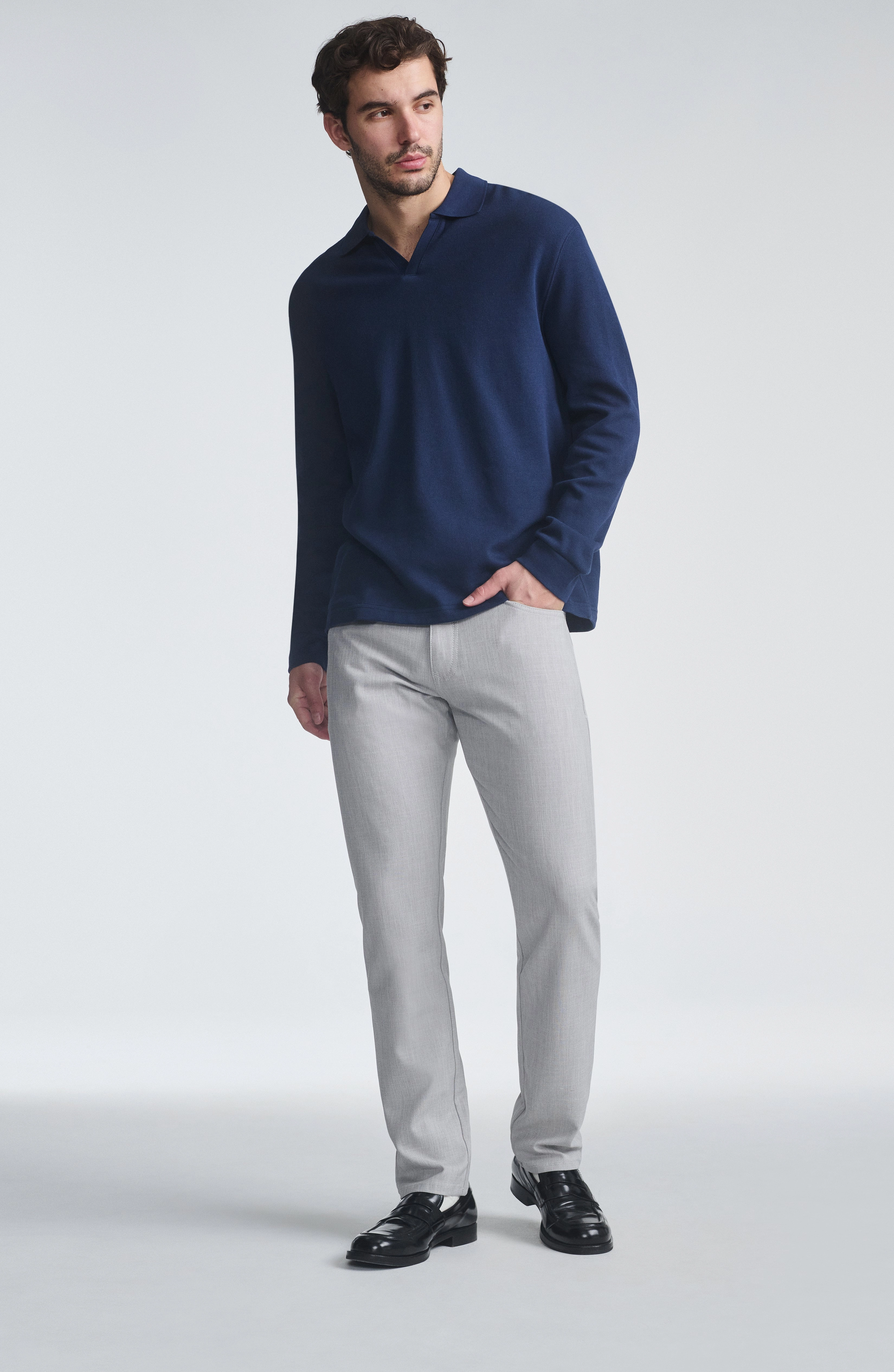 Utility pocket MARCUS SLIM STRAIGHT LEG IN BONE CROSS HATCH TWILL