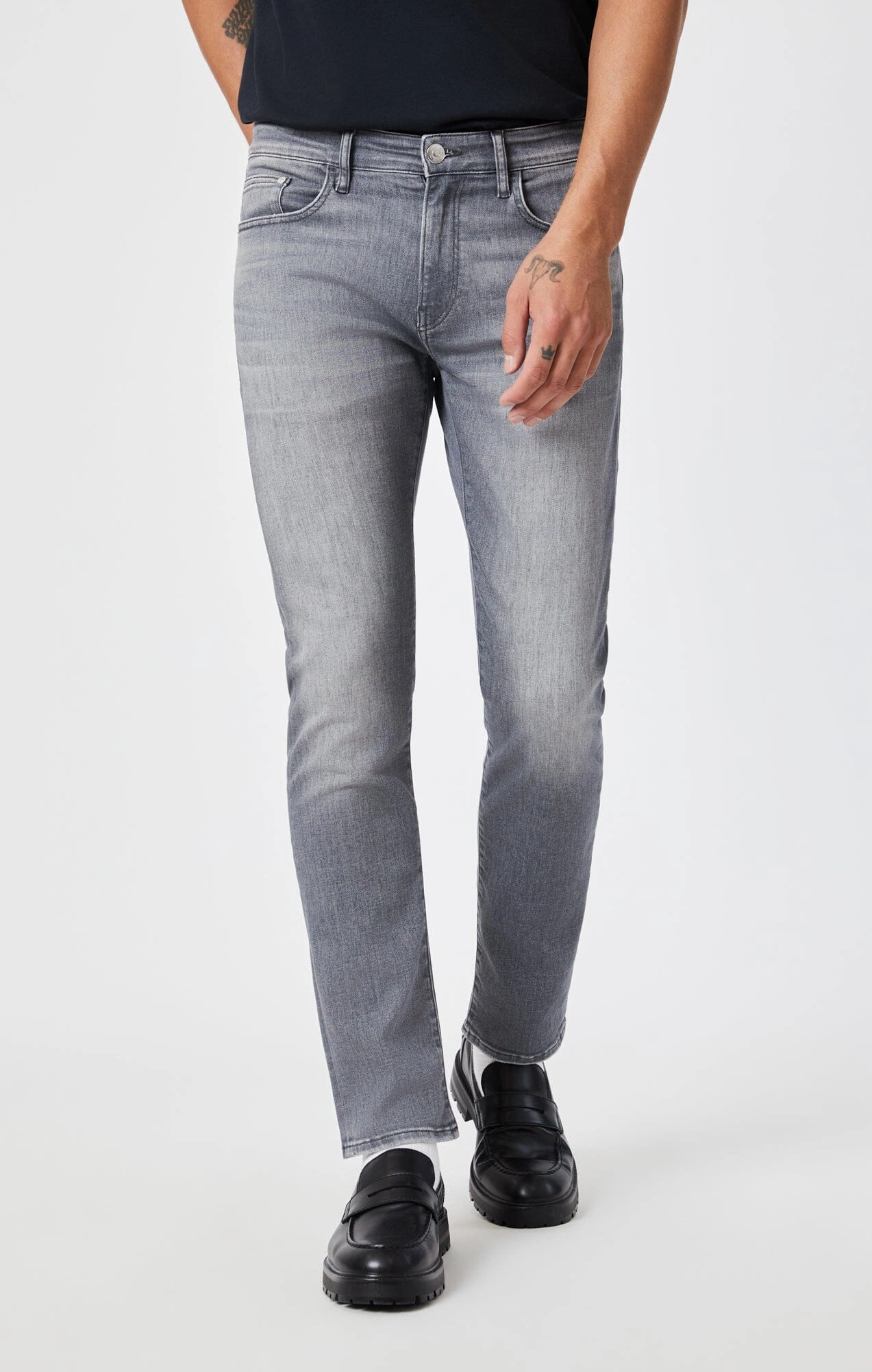 MARCUS SLIM STRAIGHT LEG IN MID GREY FEATHER BLUE Work Meeting Relaxed Style Style Blend