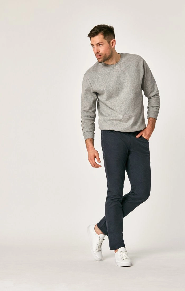 Travel Essential Stylish Cut MARCUS SLIM STRAIGHT LEG IN NAVY FEATHER TWEED