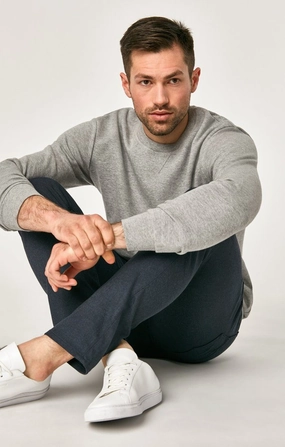 MARCUS SLIM STRAIGHT LEG IN NAVY FEATHER TWEED DurablePolyester Comfortable Cut