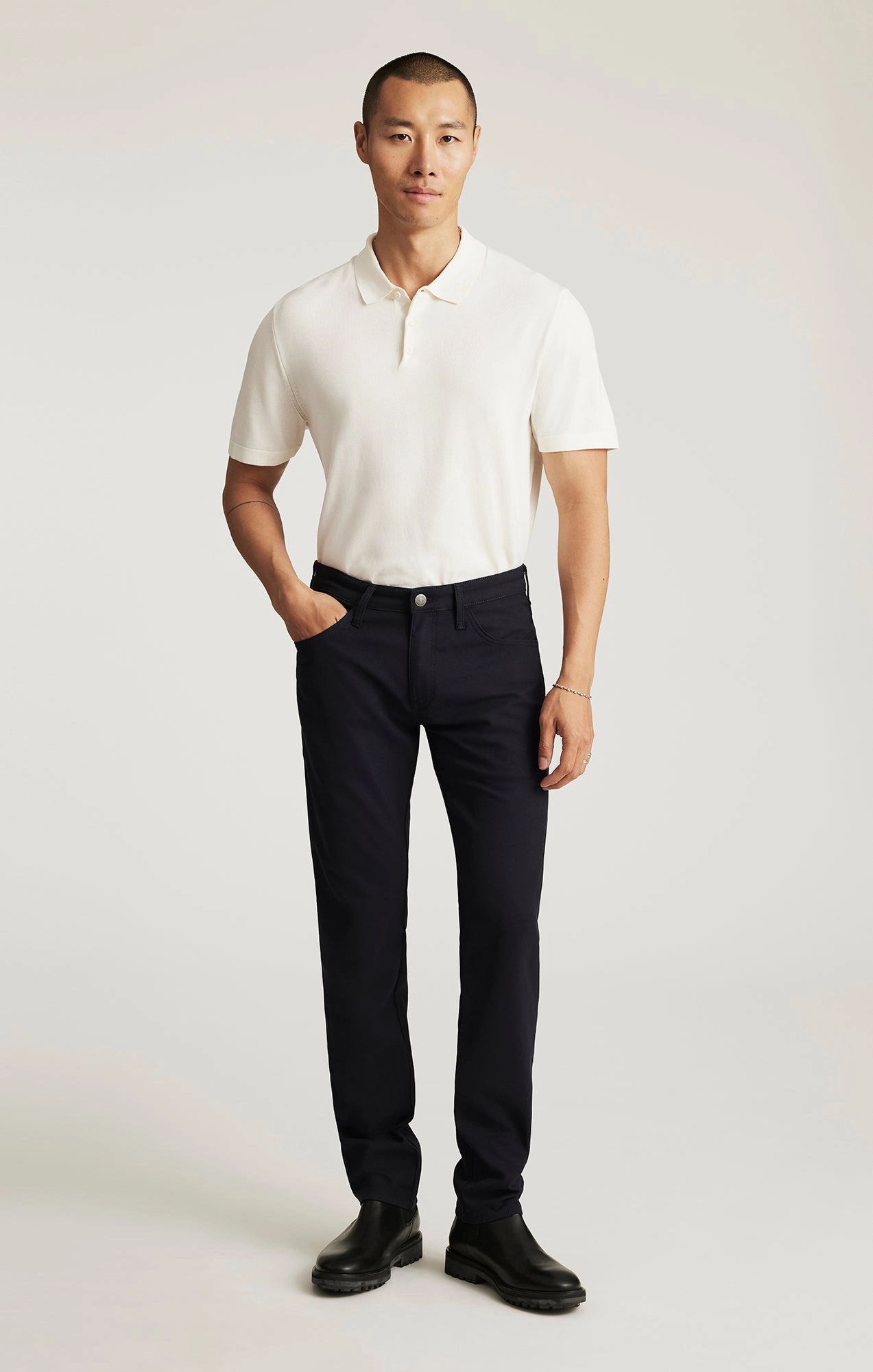 FadeResistant Slim Silhouette MARCUS SLIM STRAIGHT LEG IN NAVY FEATHER TWEED