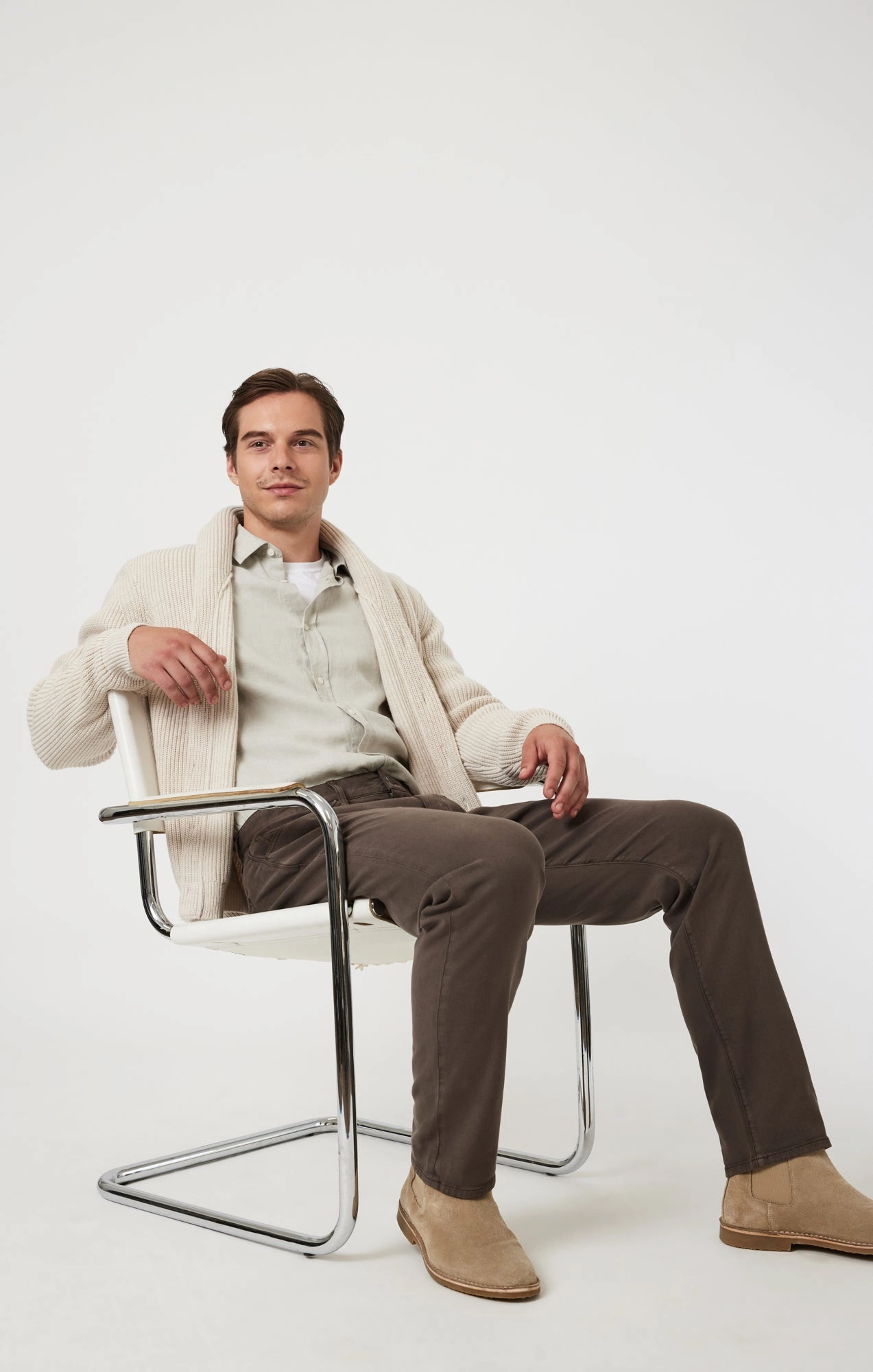 MARCUS SLIM STRAIGHT LEG IN OAK LUXE TWILL Office Friendly windproof