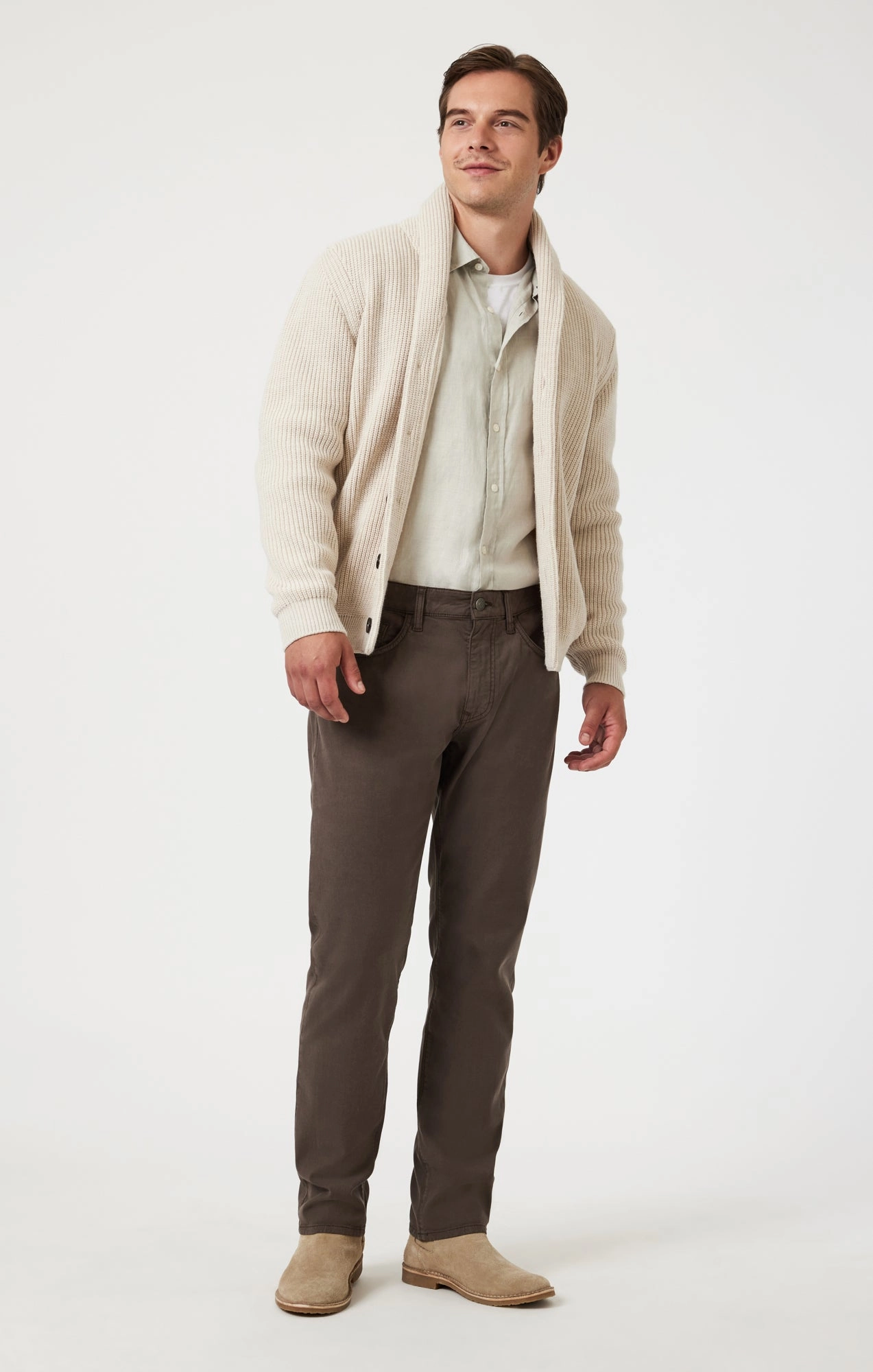 Soft Touch Material Fashionable Waist MARCUS SLIM STRAIGHT LEG IN OAK LUXE TWILL