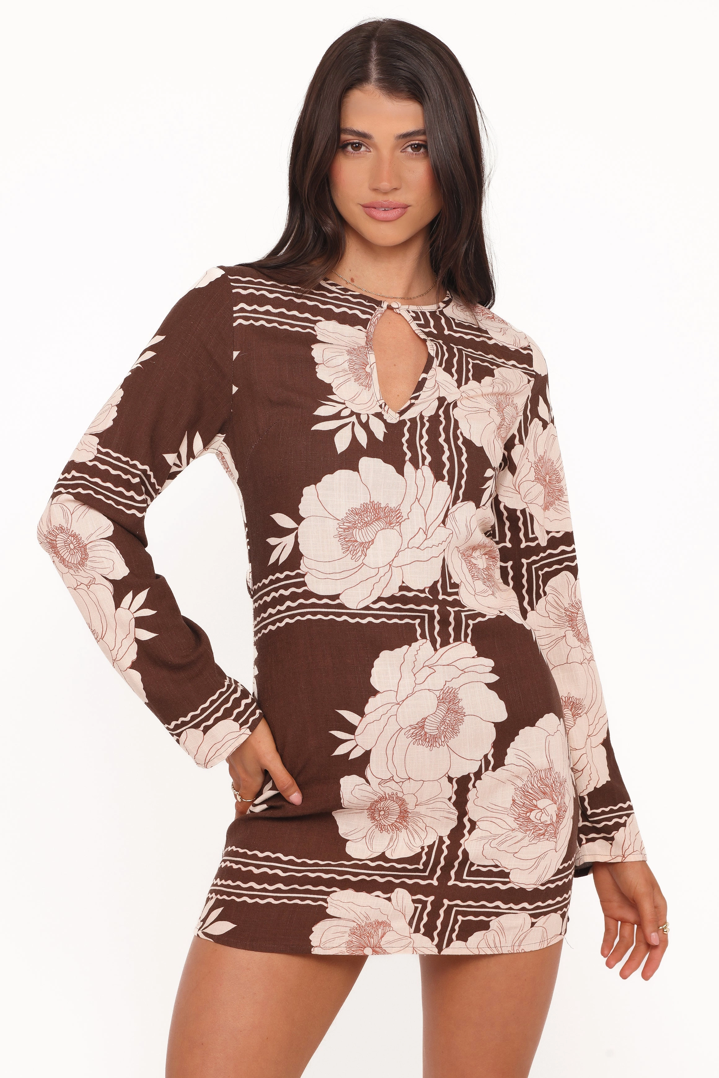 Clean Edge Marylon Mini Dress - Brown Floral