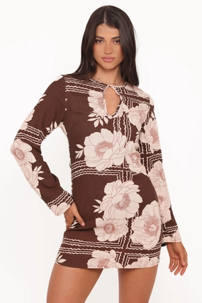 Clean Edge Marylon Mini Dress - Brown Floral