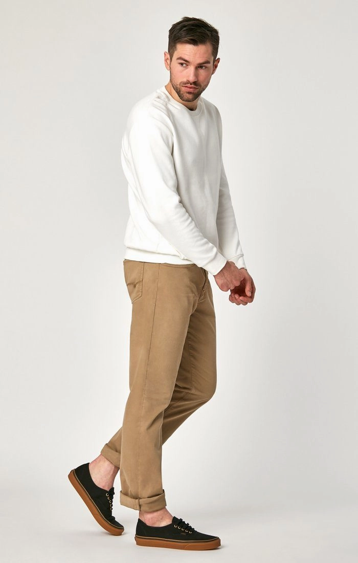 MATT RELAXED STRAIGHT LEG IN BRITISH KHAKI TWILL Flexible Gusset