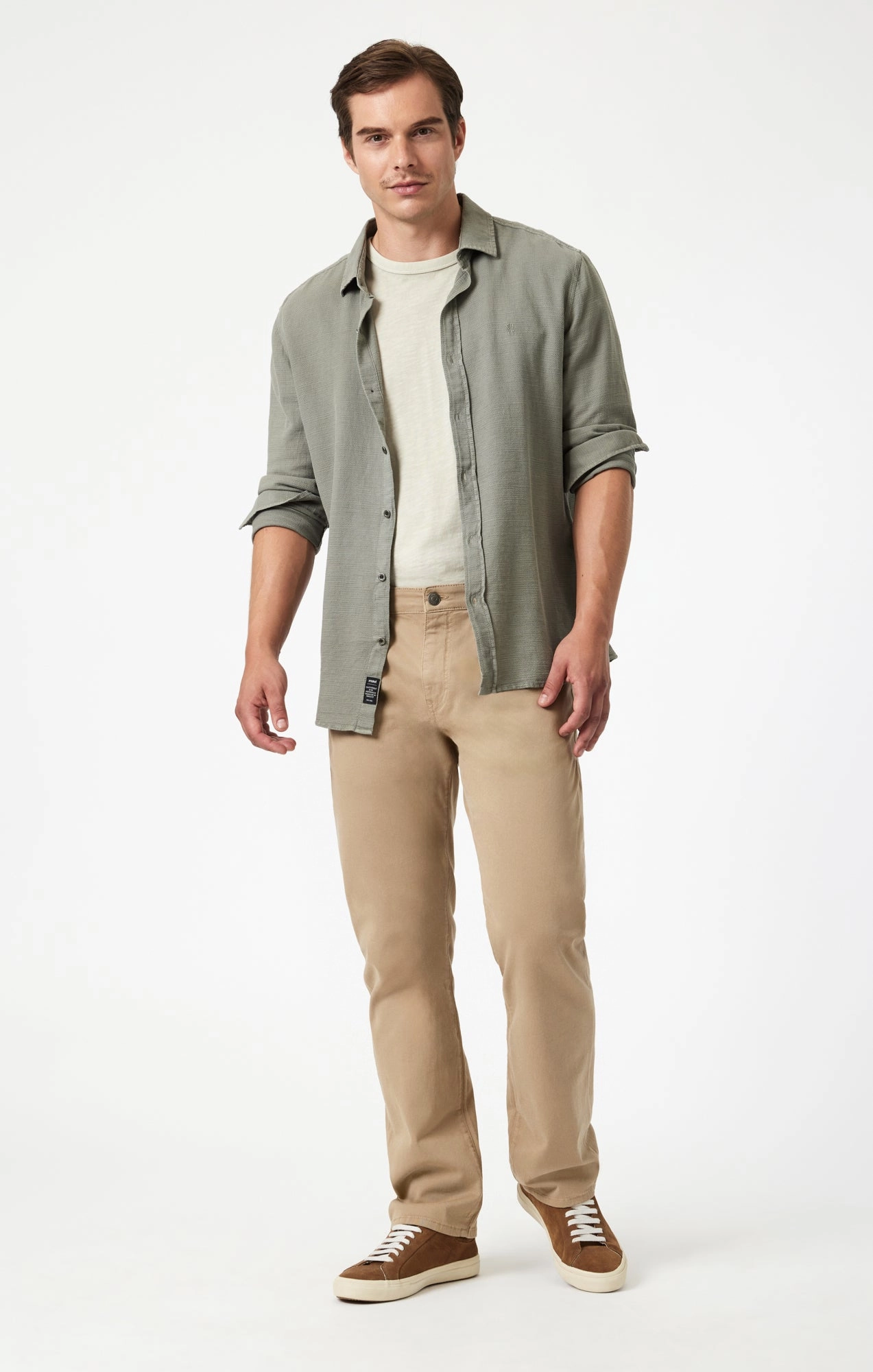 Eco Friendly Dye Flex Foam Inserts MATT RELAXED STRAIGHT LEG IN KHAKI CASUAL TWILL