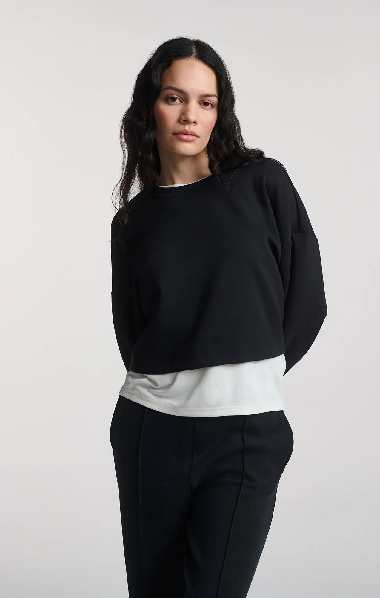 SPORTY LUXE TENCEL? CREW NECK SWEATSHIRT Layered Style product gemstone luxury