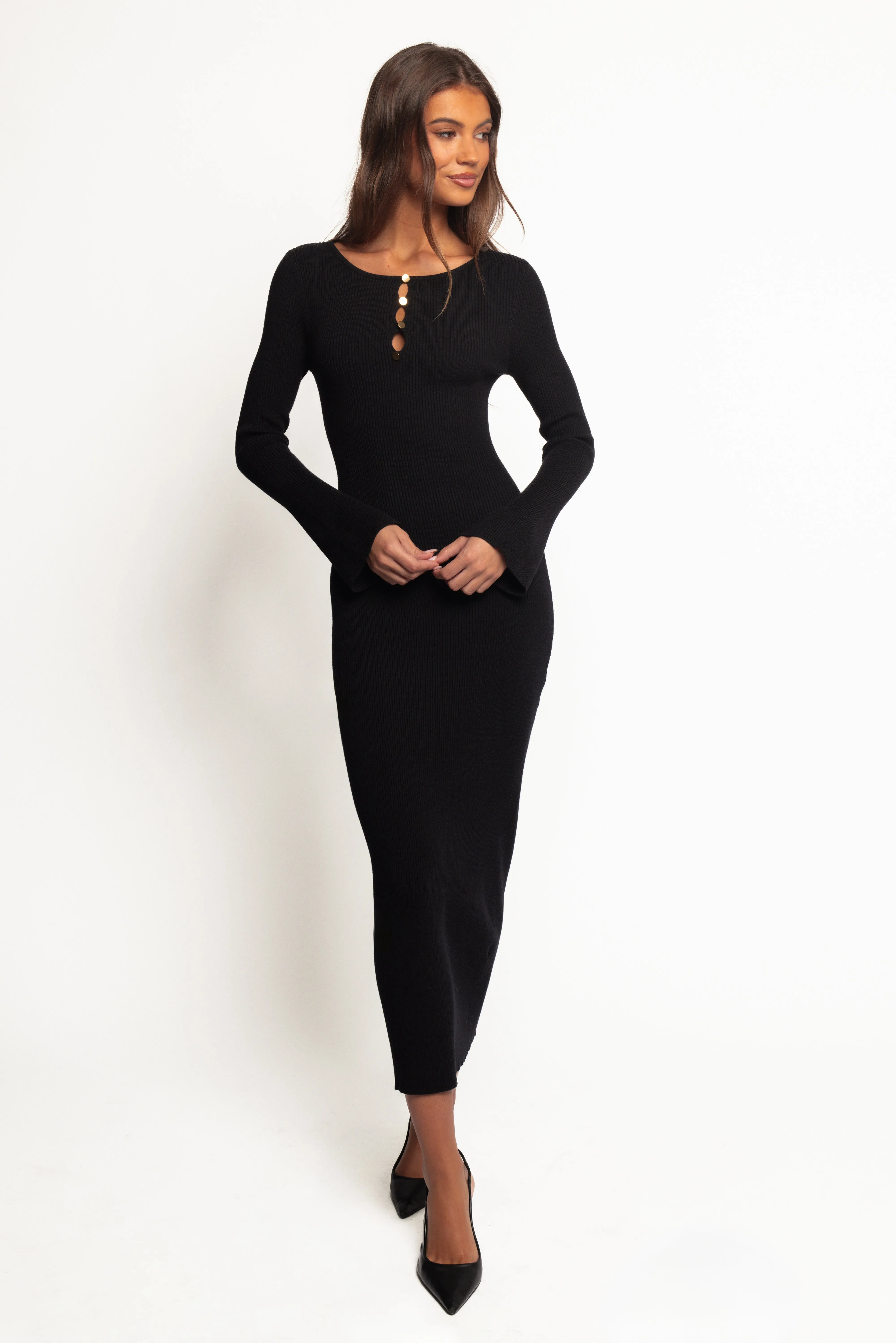 Stylish and Simple PlushLining Maxwell Knit Maxi Dress - Black
