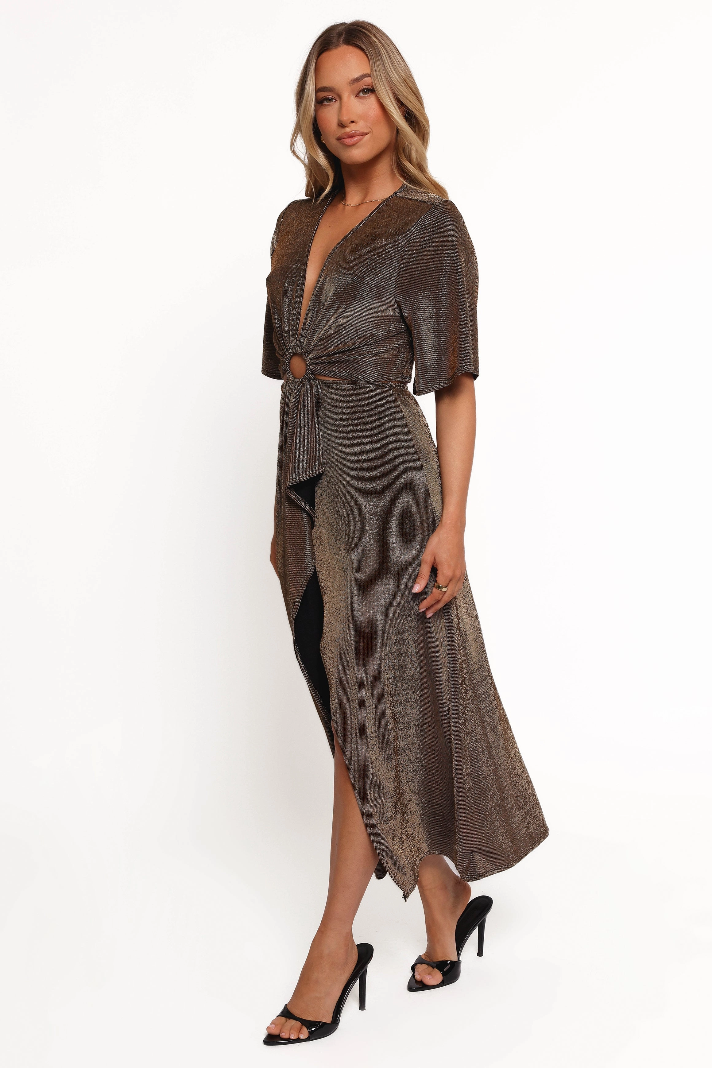 Stylish Look Blanca Cut Out Maxi Dress - Black/Rose Gold