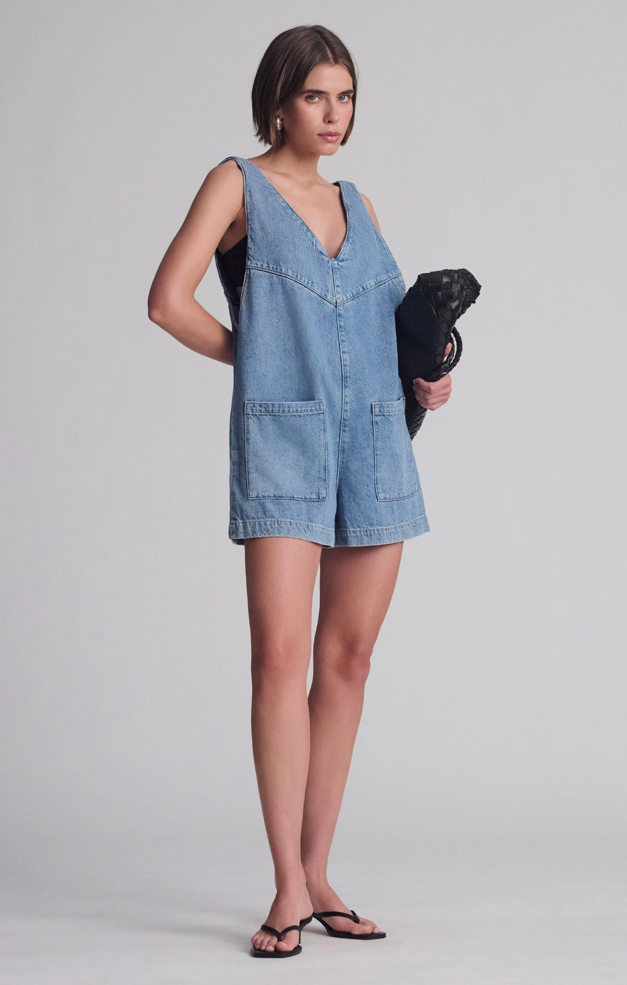 REVA ROMPER IN LIGHT SHADED WELL BLUE Minimalist Rainy Day Vintage Lover Work Ready Neutral