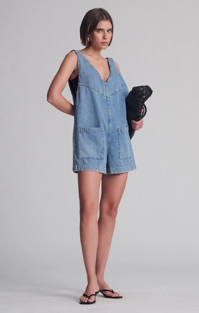 REVA ROMPER IN LIGHT SHADED WELL BLUE Minimalist Rainy Day Vintage Lover Work Ready Neutral