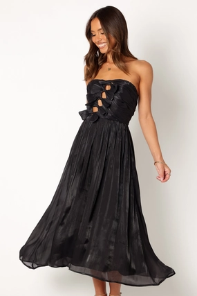 Mila Strapless Midi Dress - Black Versatile party outfit Perfect Layer